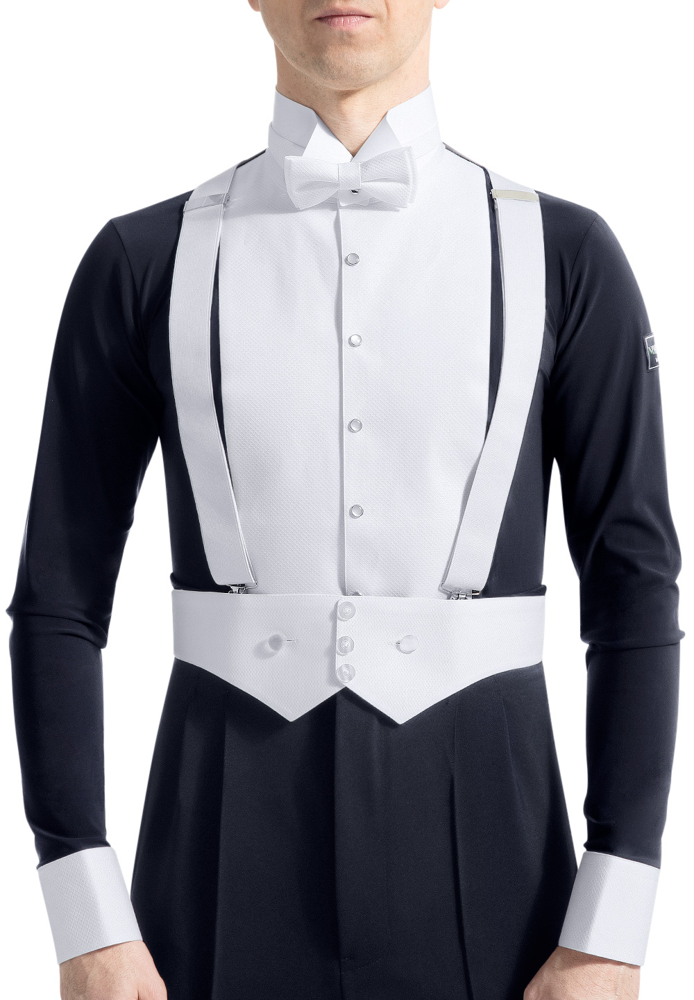 Noschese Mens Stretch Ballroom Dance Shirt-Black