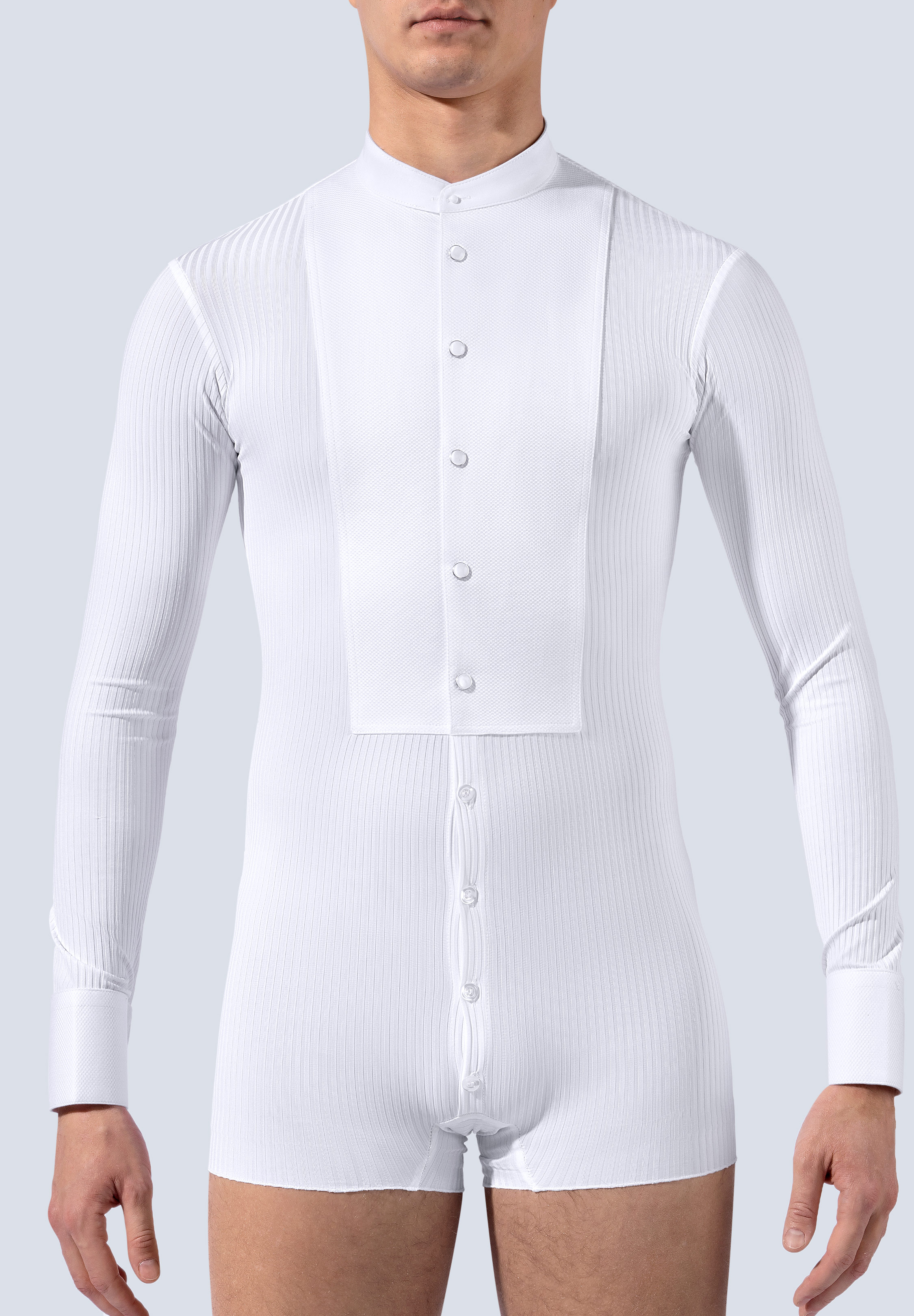 RS Atelier Mens Nero Easy Button Stretch Ballroom Shirt-White