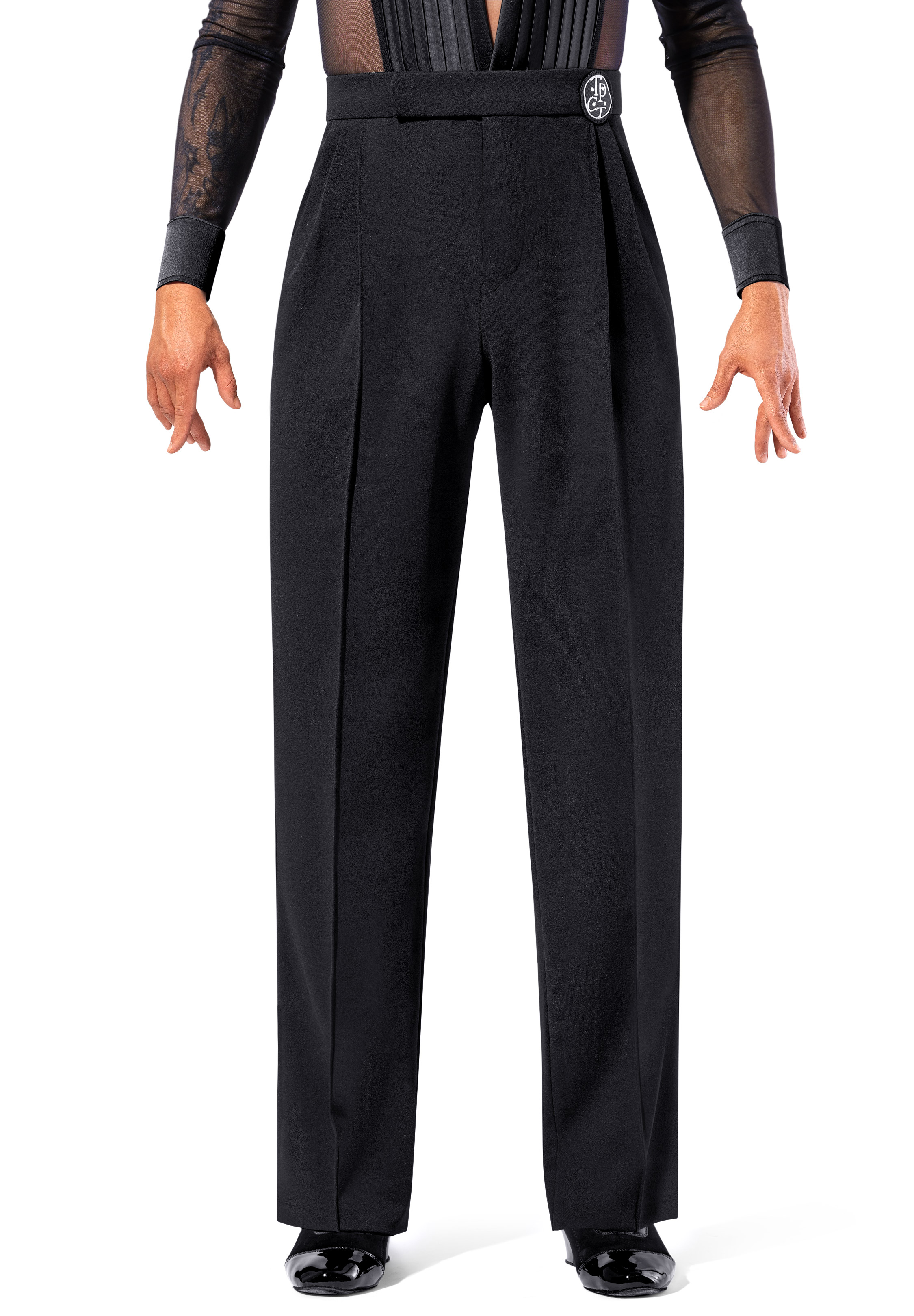 TPCT Mens Pleats Latin Pants w/ Pocket 002-Black