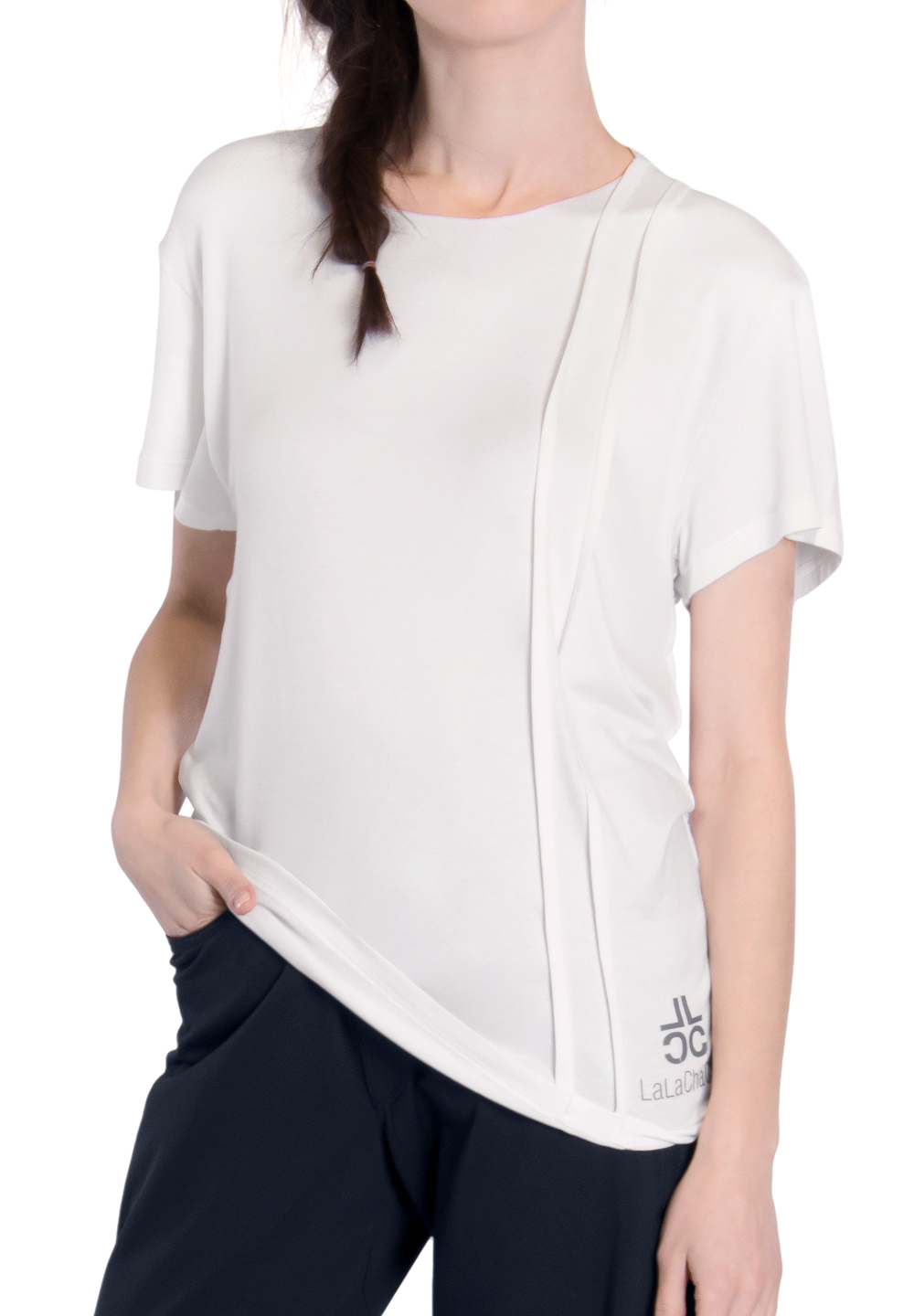 Maly Ladies Tucked Stripe Training Shirt LC192101-White