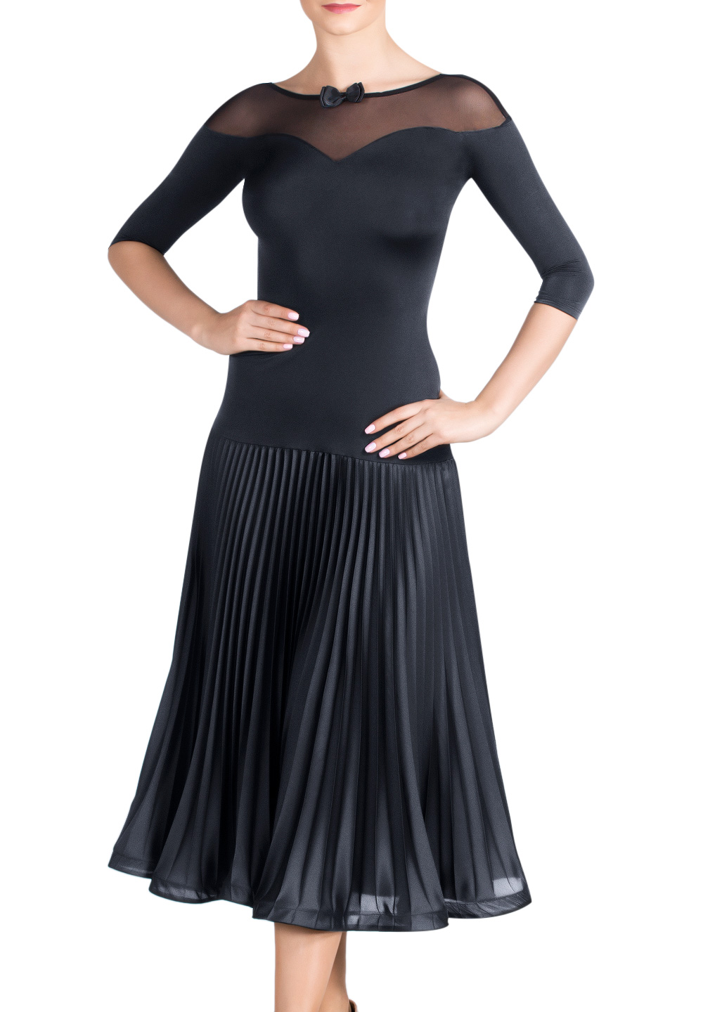 Dance Box 5Th Ave Pleated Ballroom Dress P19120014-01 Black