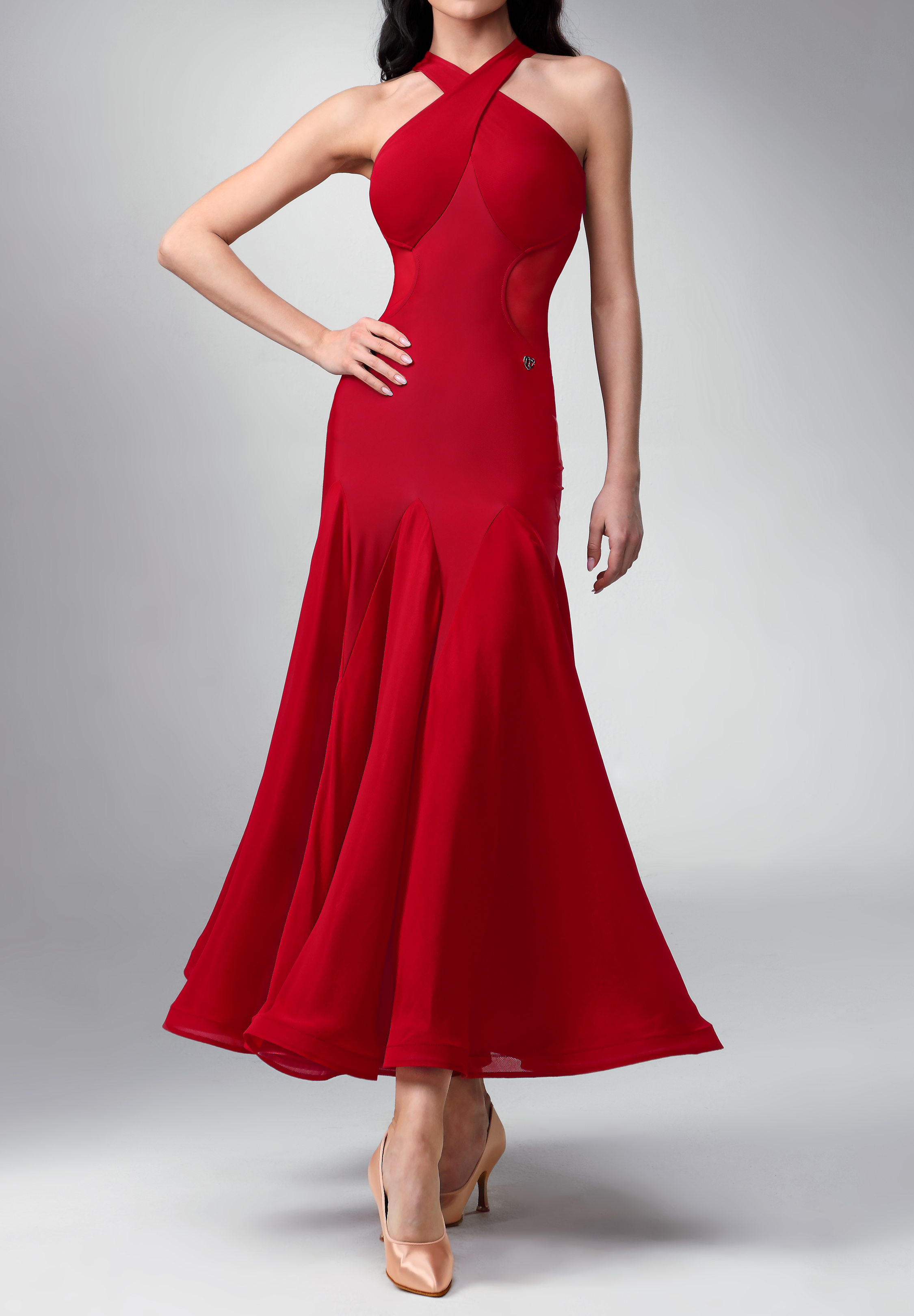 TID Darling Halter Ballroom Dress M346-Wine