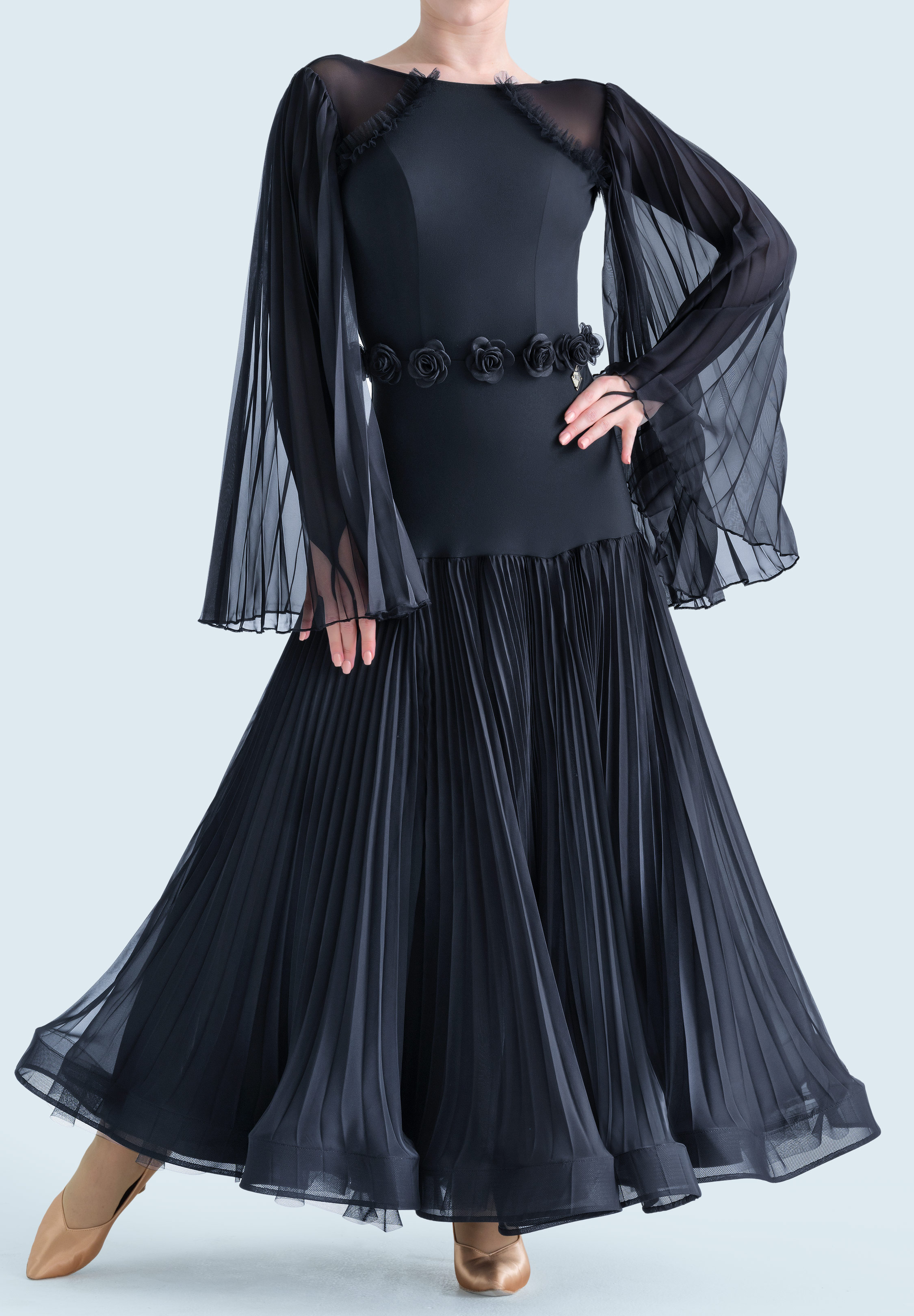 MF Pleated Dahlia Ballroom Dress M314-Black