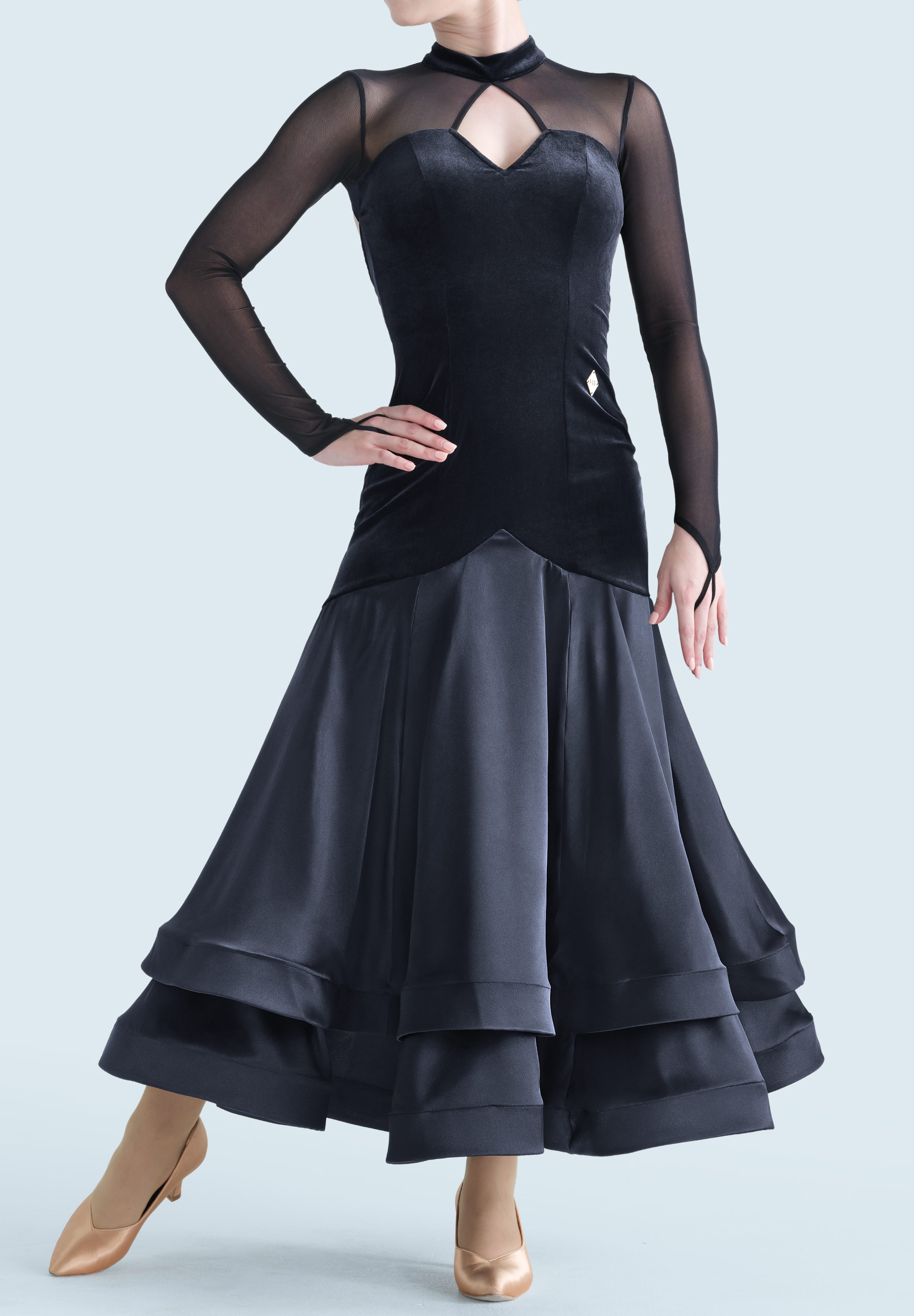 MF Velvet Eclipse Ballroom Dress M388-Black