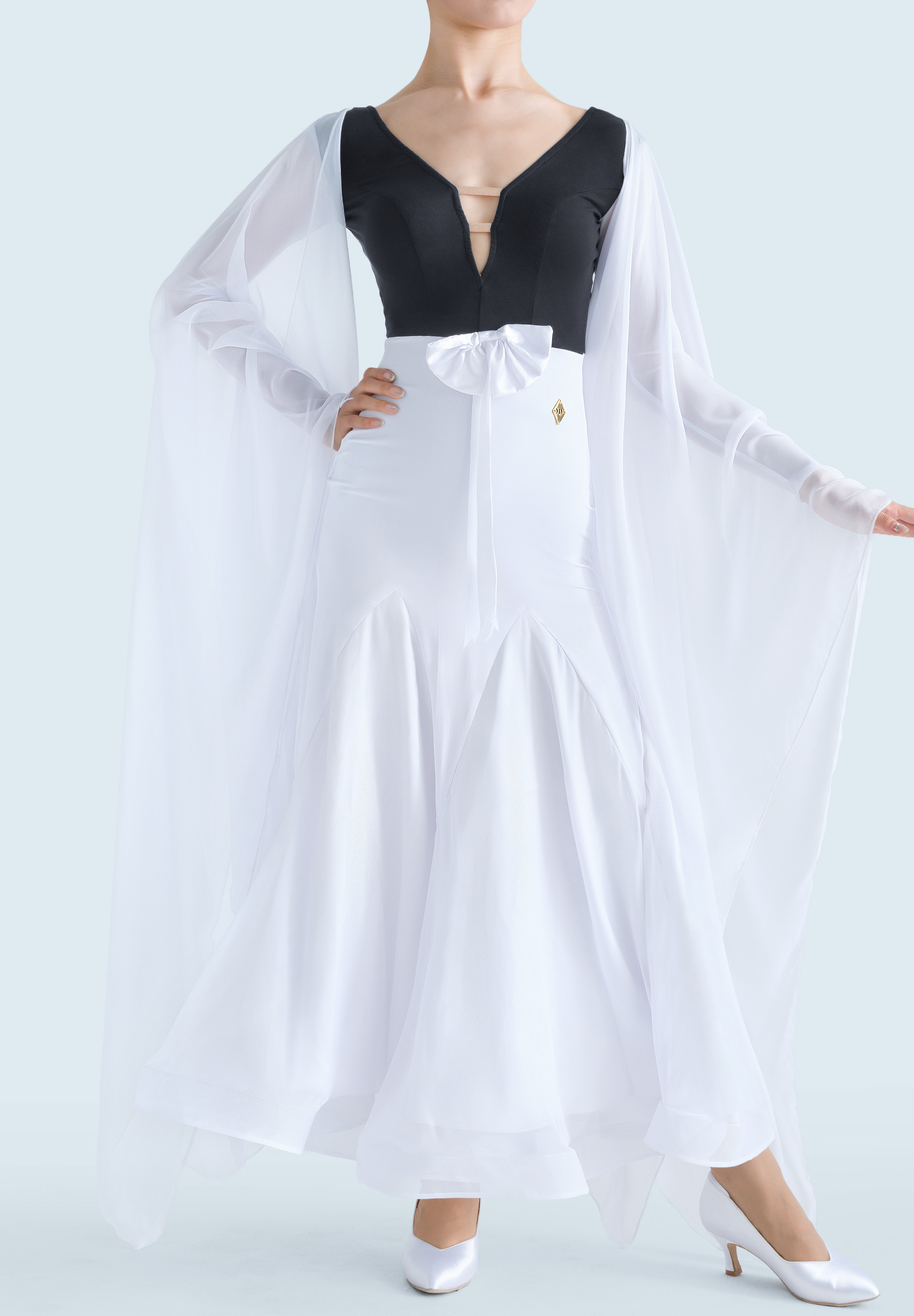 MF Whispering Grace Ballroom Dress M397-Black / White