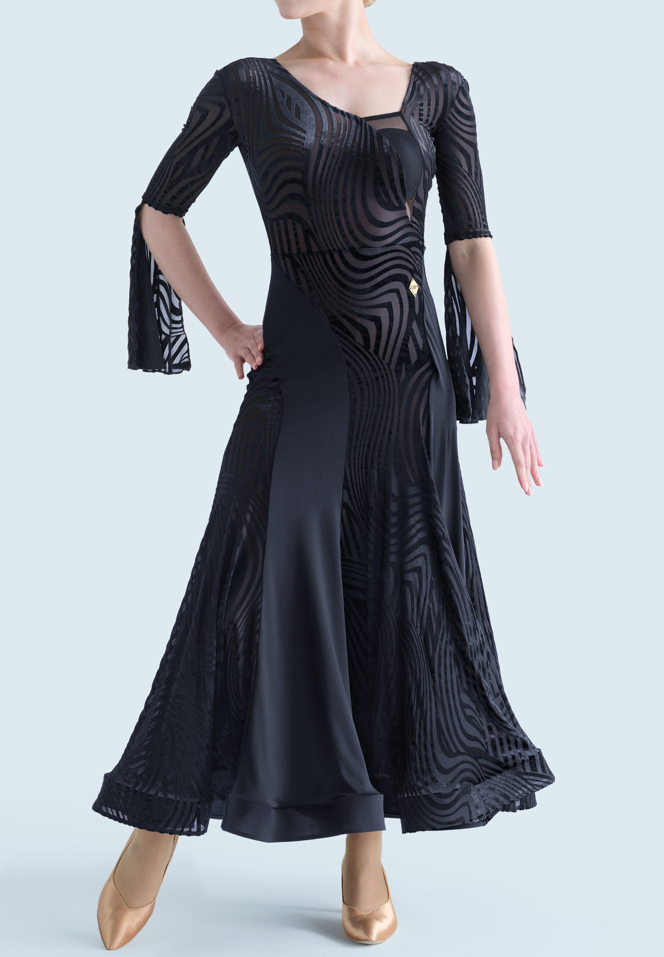 MF Midnight Swirl Ballroom Dress M409-Black