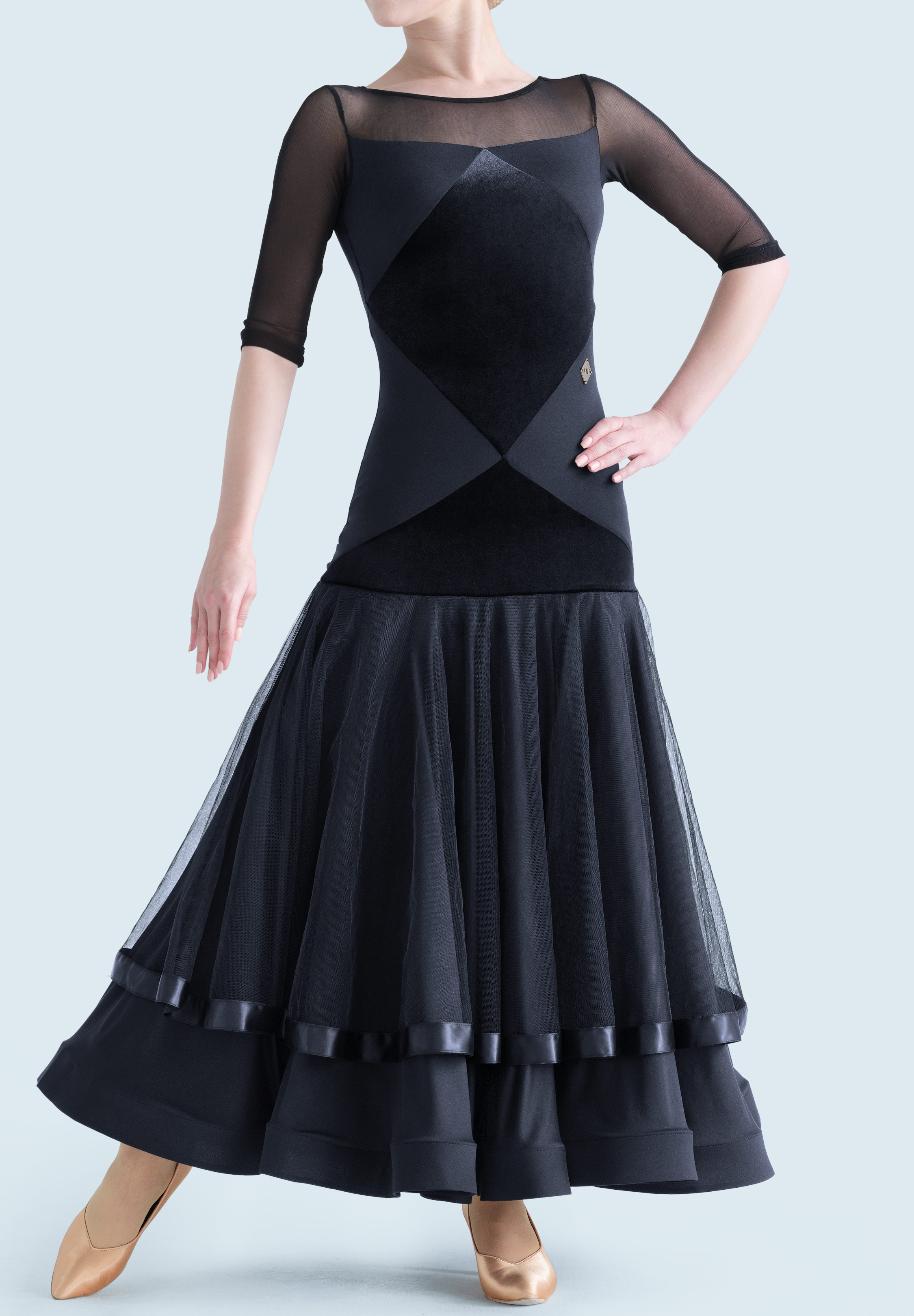 MF Velvet Sway Ballroom Dress M413-Black