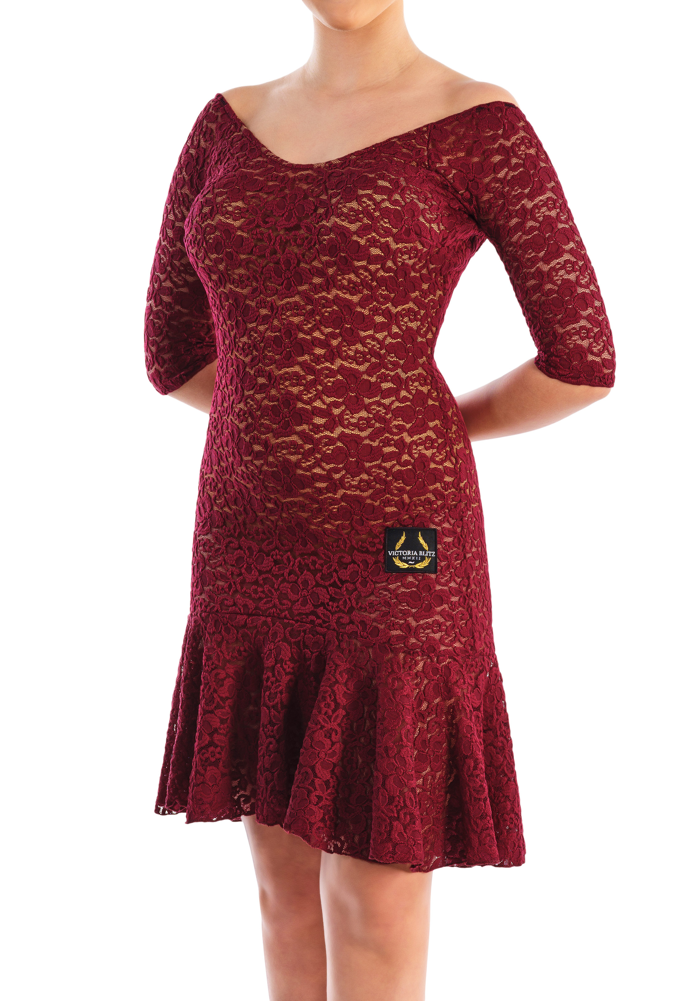 Victoria Blitz Agrigento Lacy Latin Dress-Burgundy