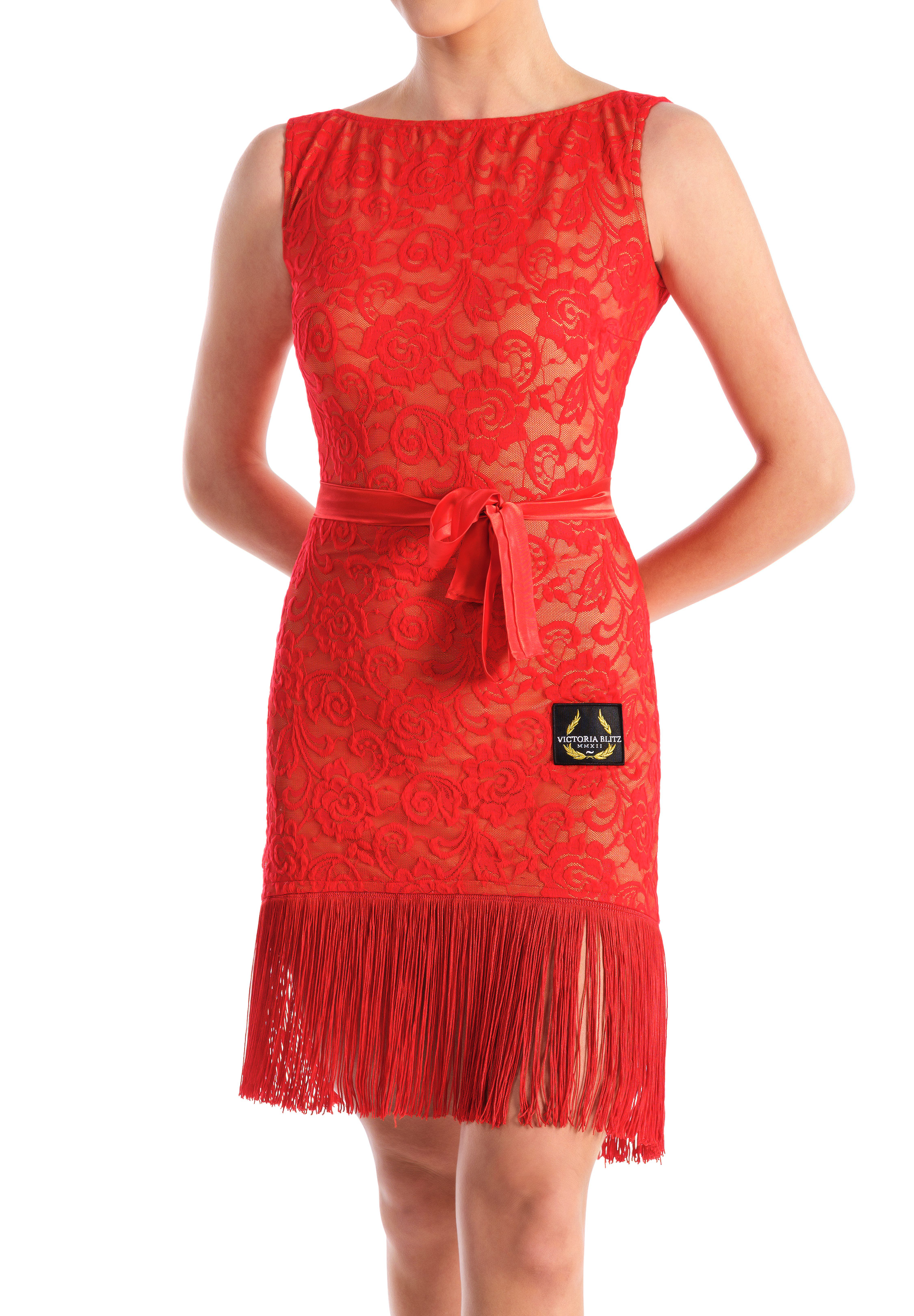 Victoria Blitz Raven Latin Dress With Belt-Red