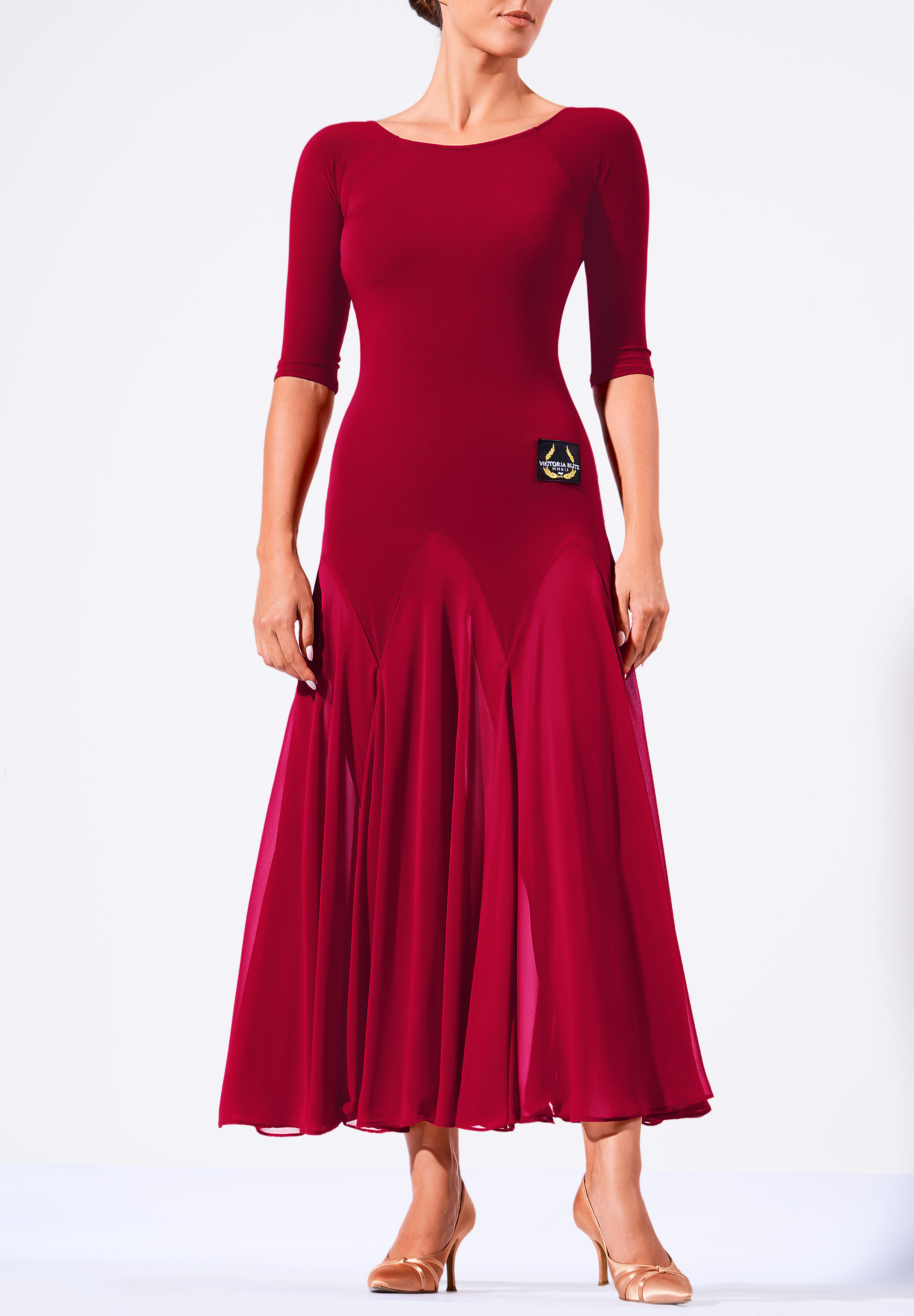 Victoria Blitz Womens Ballroom Dress Blache-Burgundy