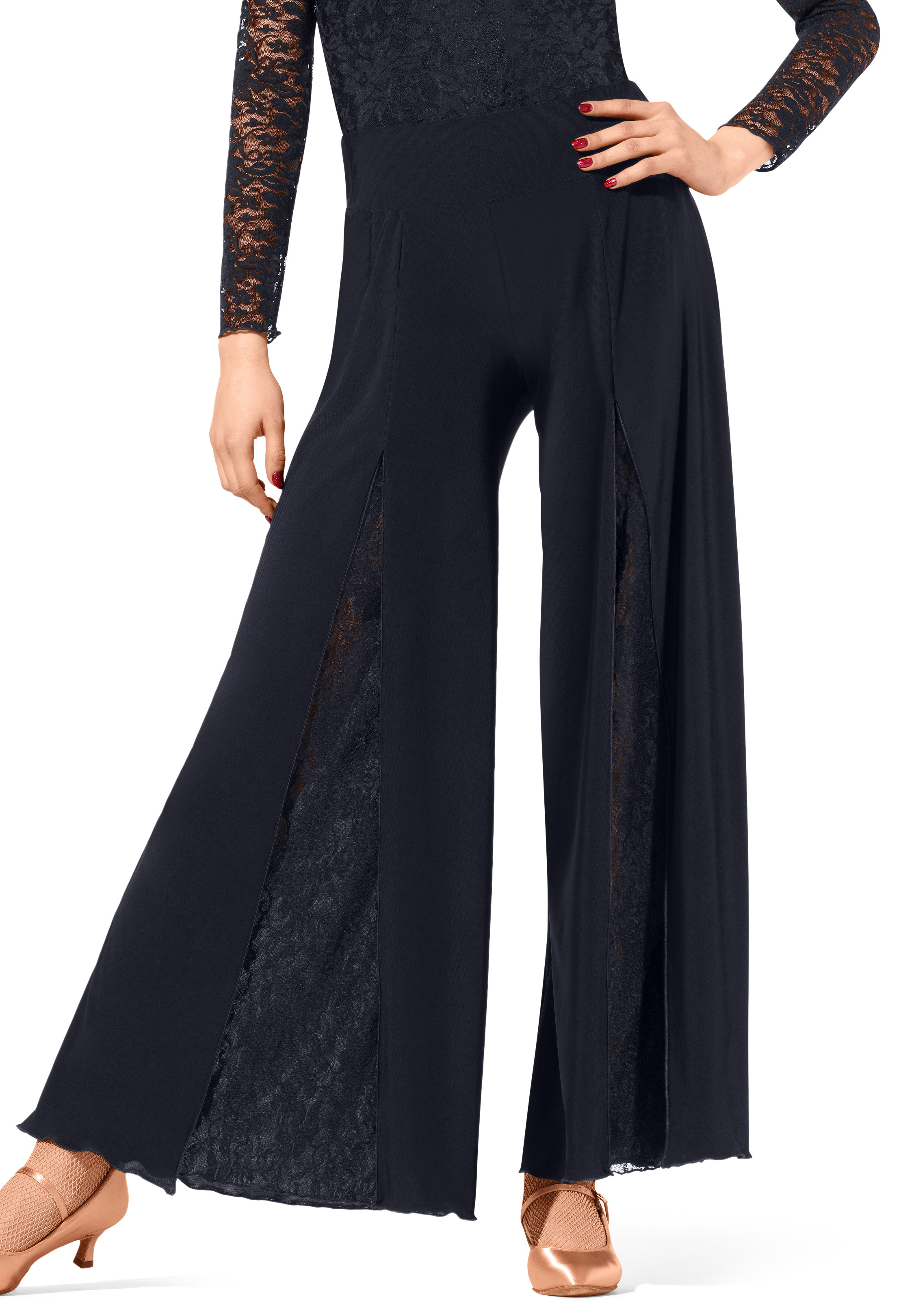 Alfa Womens Lace Practice Dance Pants PLGW-Black