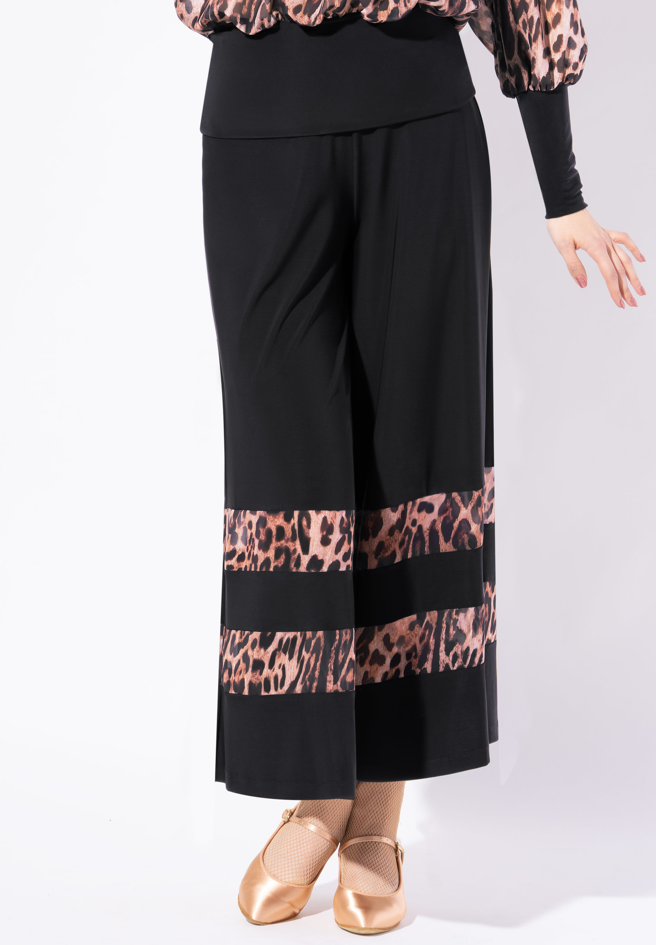Armando Ladies Dance Palazzo Pants 00228-Black/Leopard