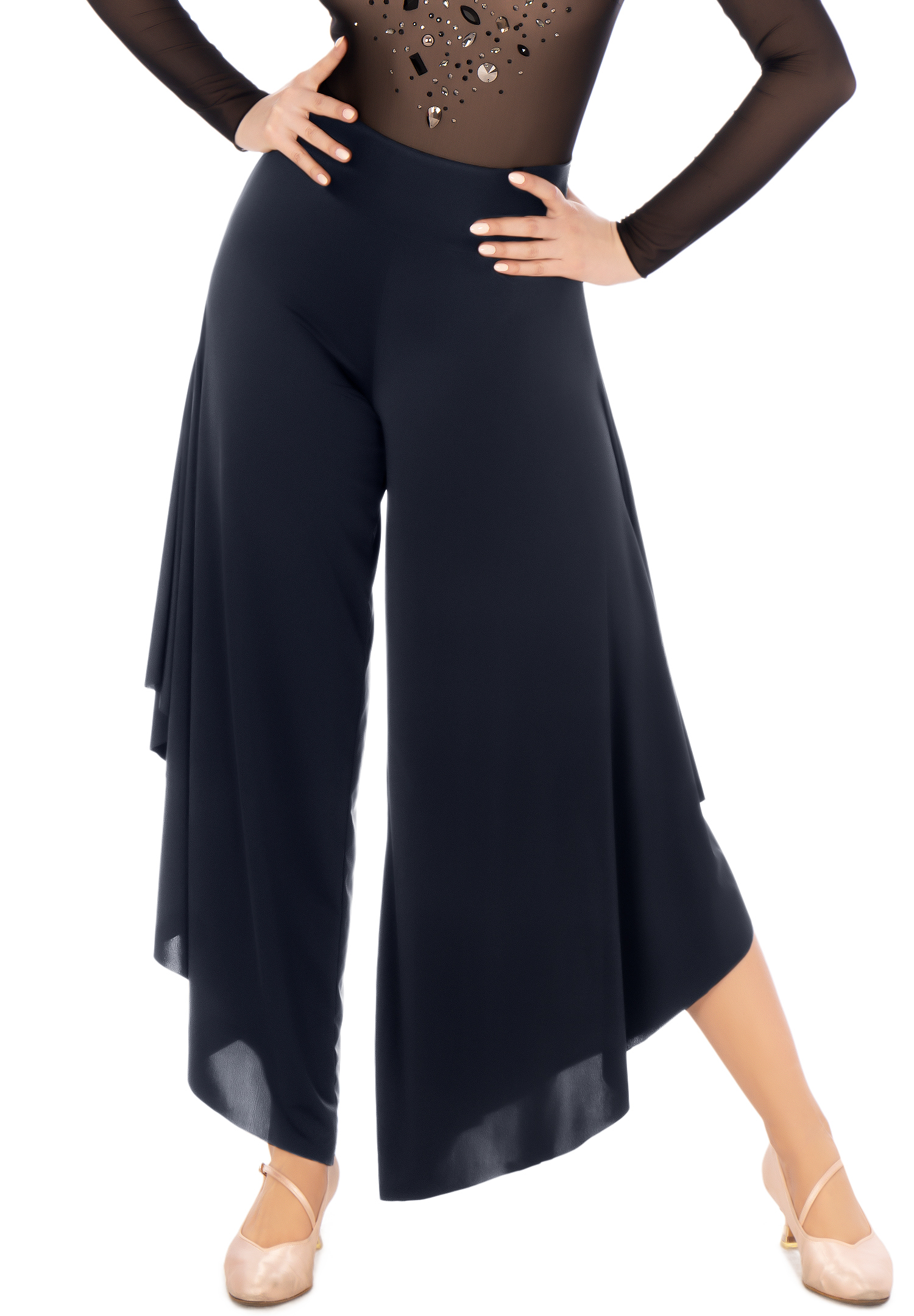 Dance Box Ladies Ruffle Dance Pants P20120018-01 Black