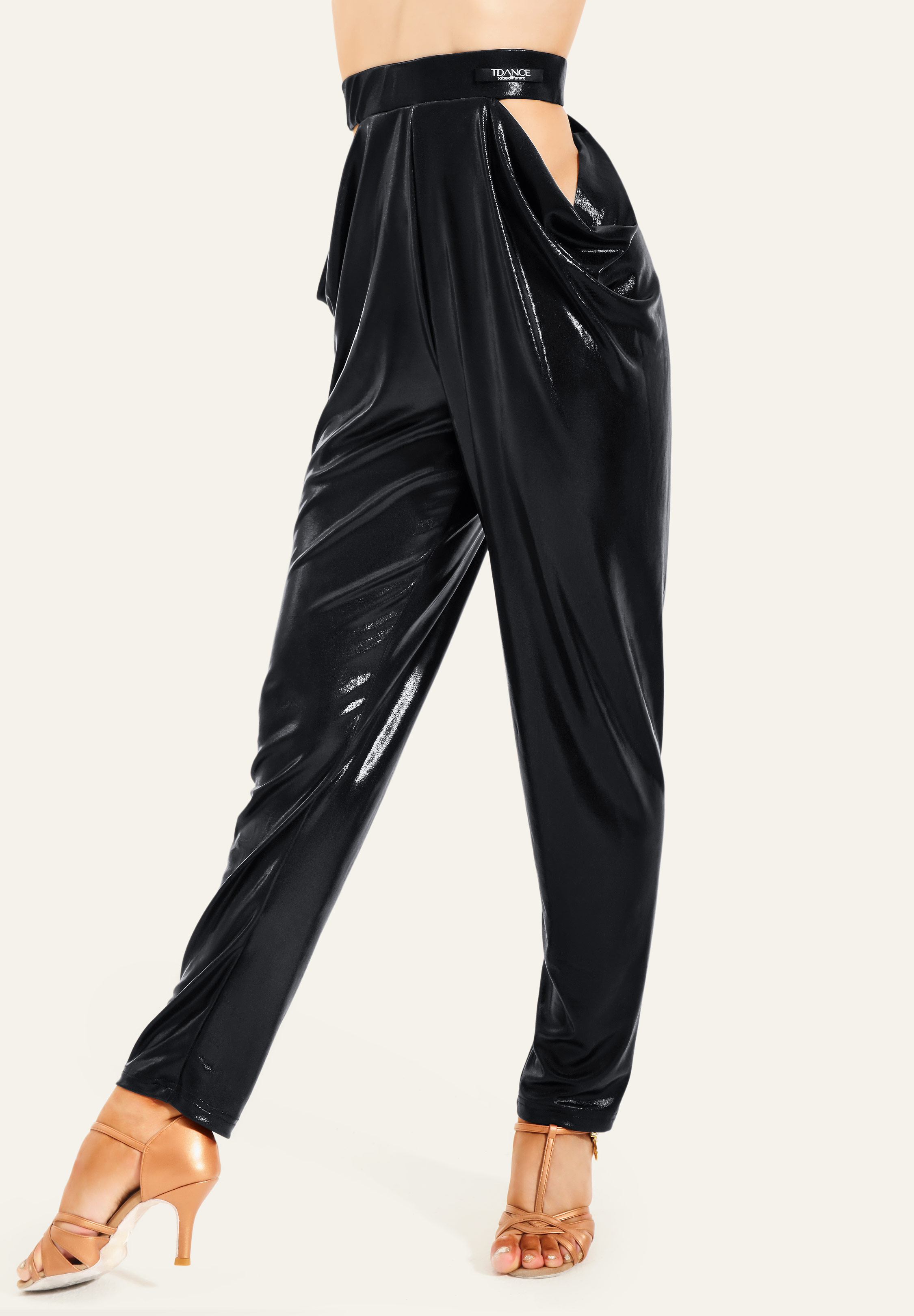TDANCE Draped Side Latin Pants GL-0037-Black