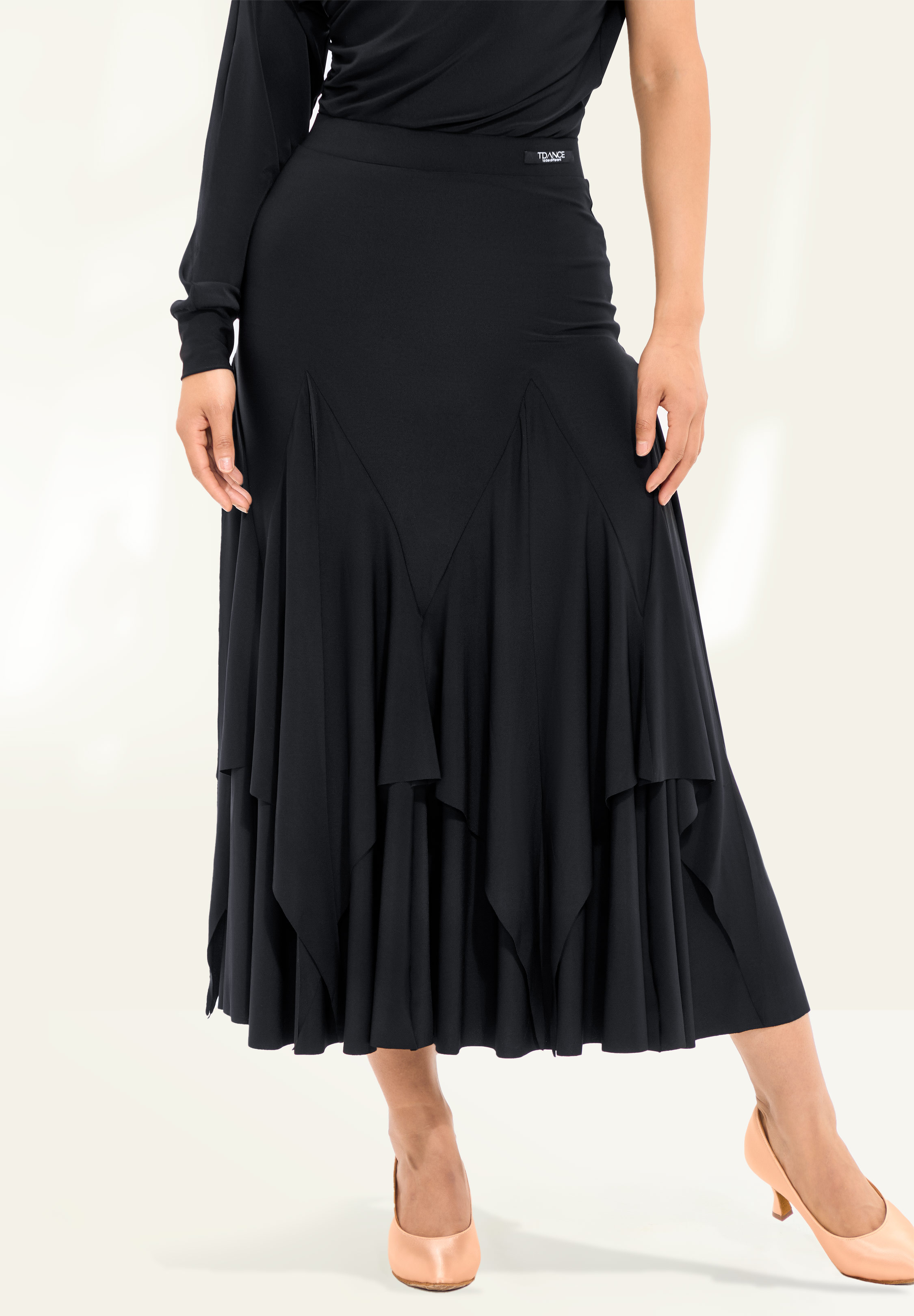 TDANCE Jagged Layer Godet Skirt JM-0047-Black