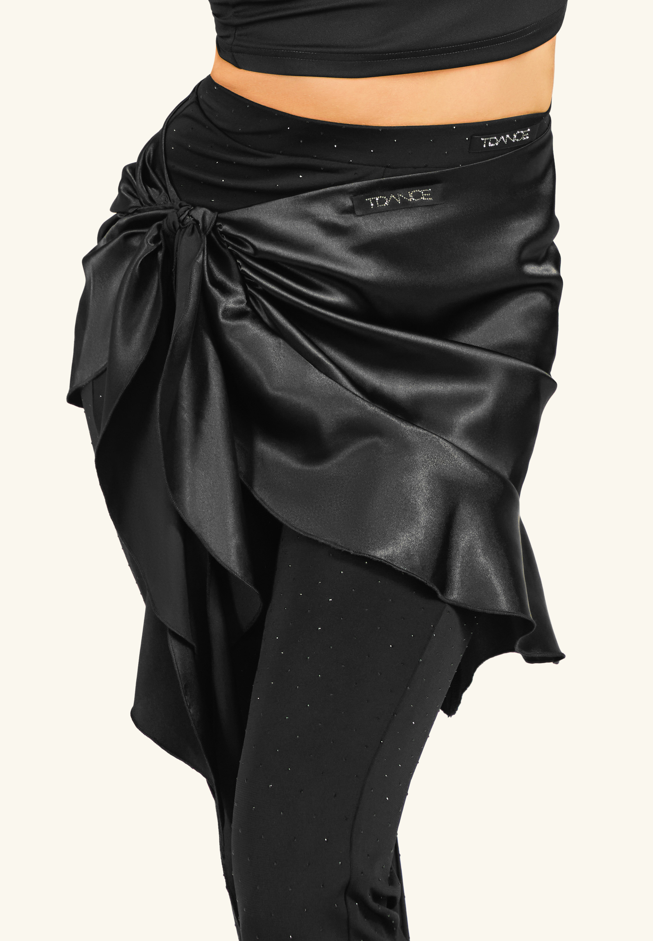 TDANCE Knotted Satin Frill Skirt GL-0209-Black