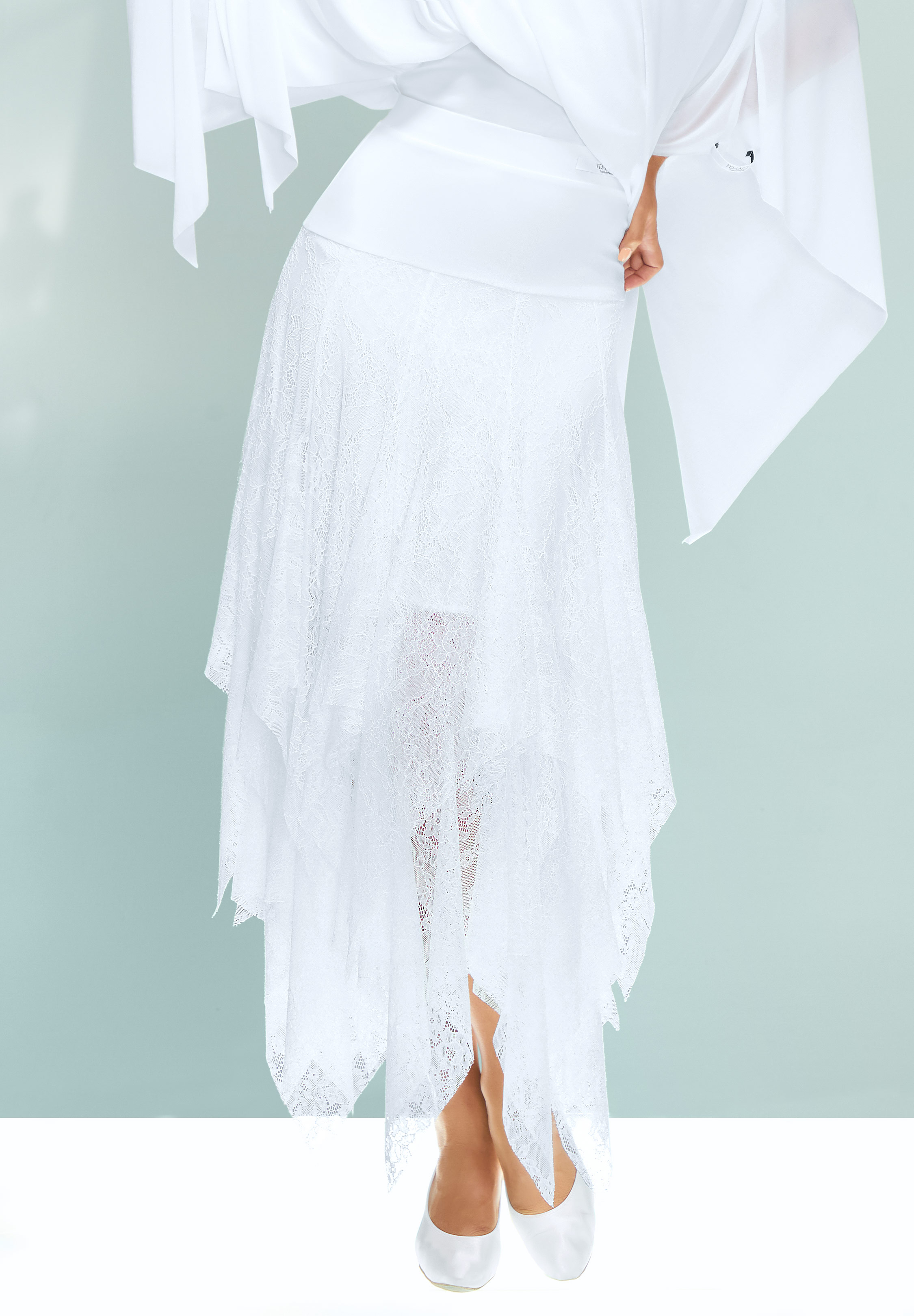 TDANCE Lace Handkerchief Midi Skirt JM-0121-White