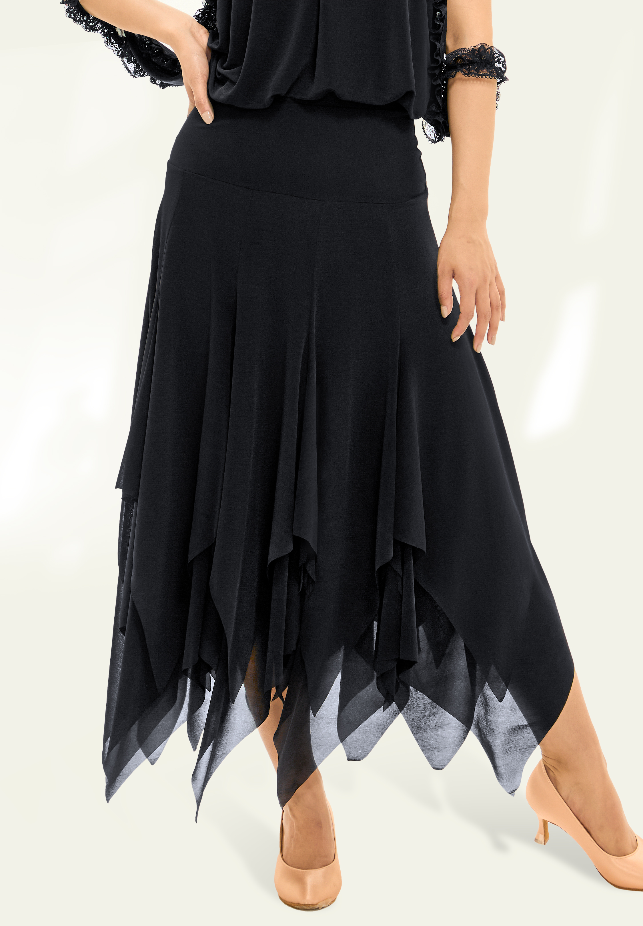 TDANCE Sheer Chiffon Handkerchief Skirt JM-0131	-Black