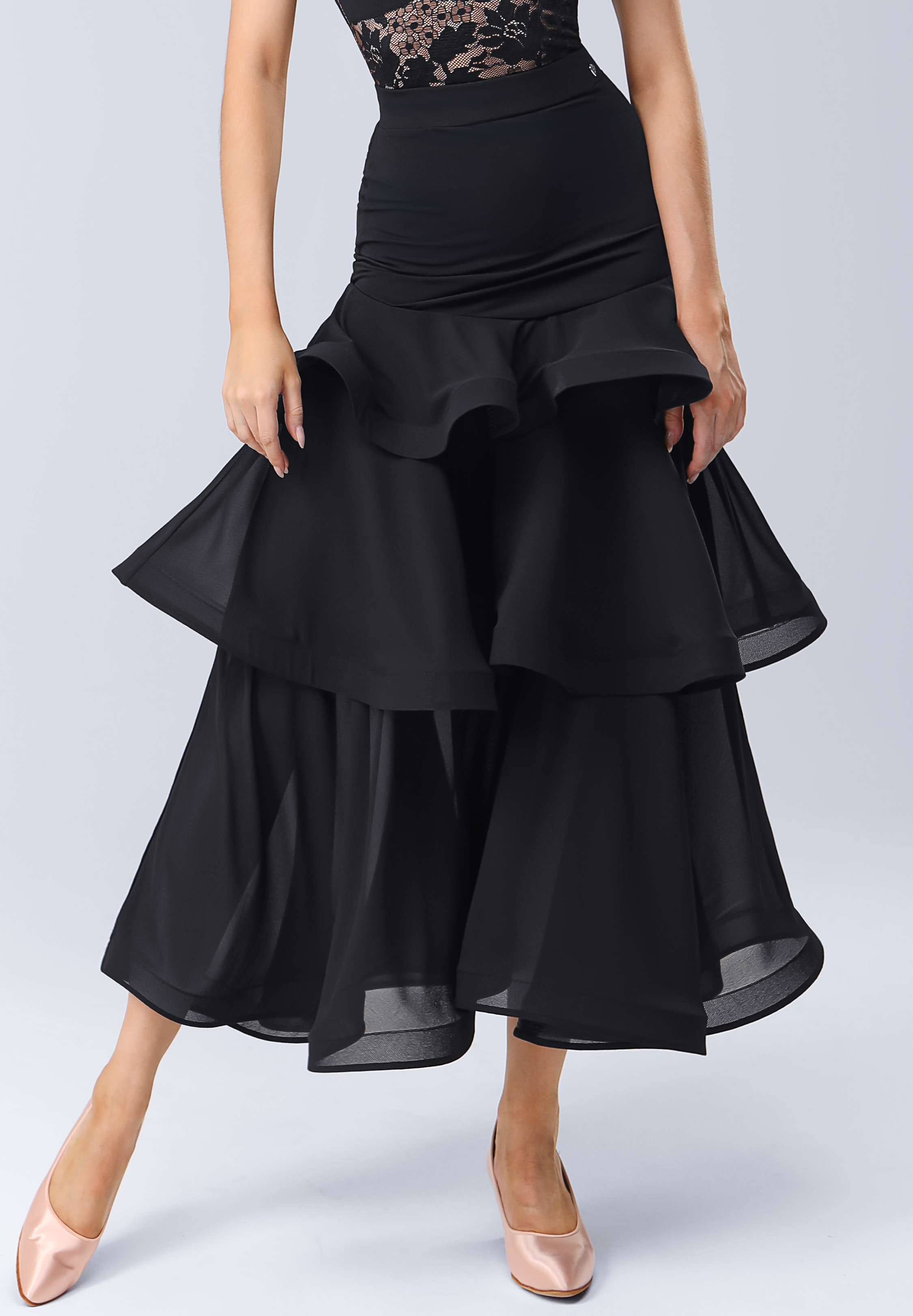 TID Triple Frill Practice Skirt S015-Black