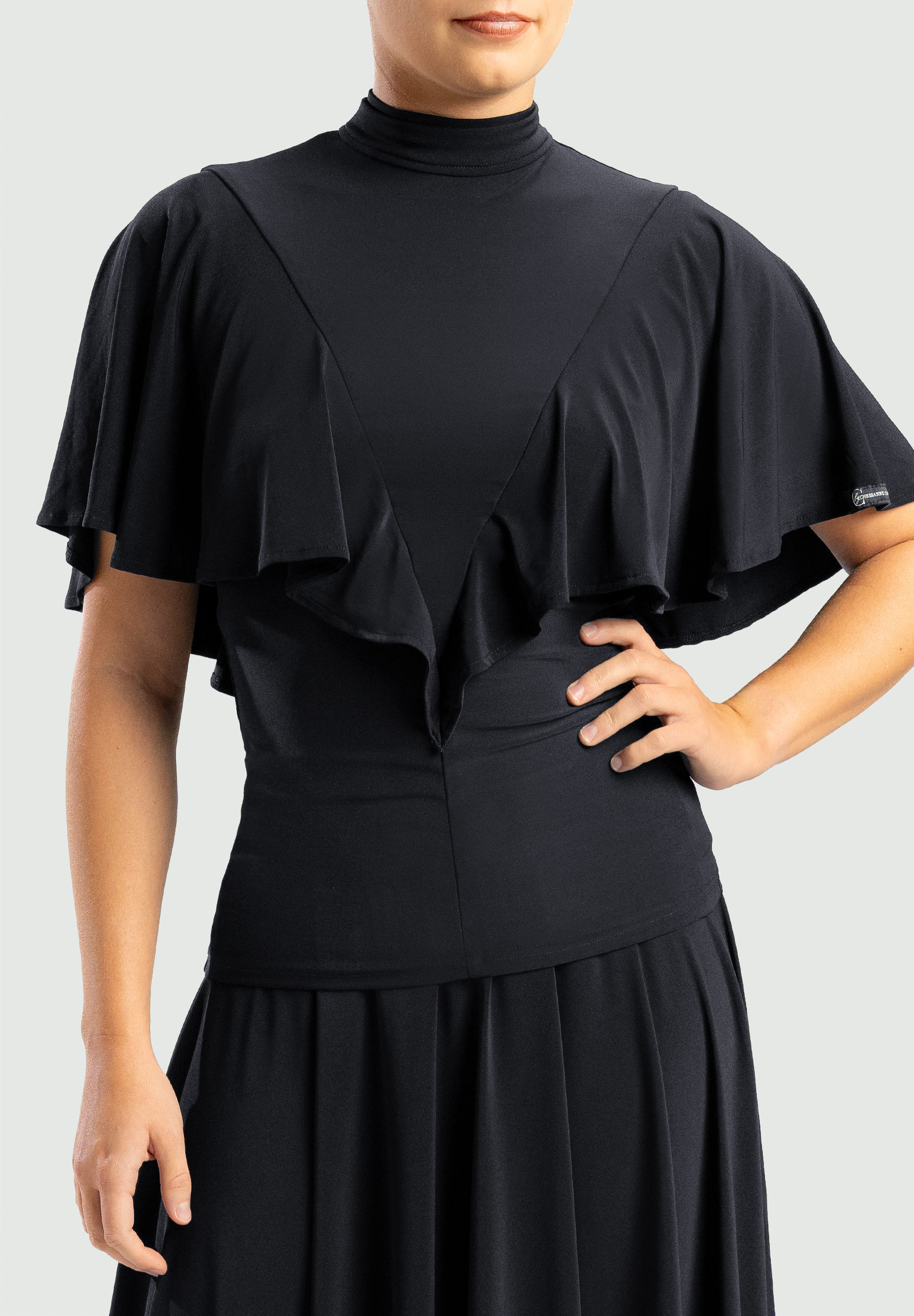 C by Chrisanne Clover Cape Sleeve Top-Black