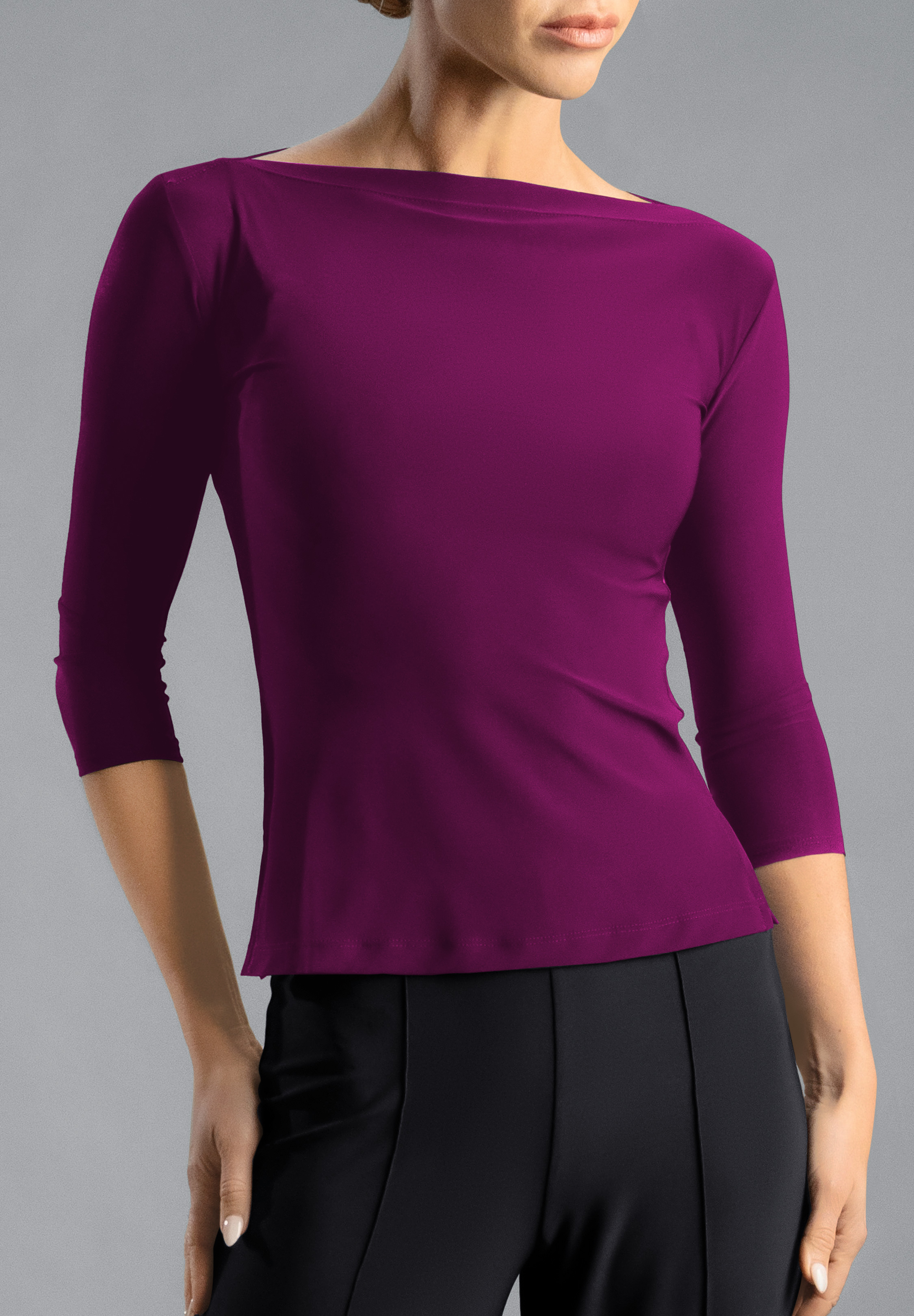 Chrisanne Clover Eternity Boatneck Dance Top-Fuchsia Pink