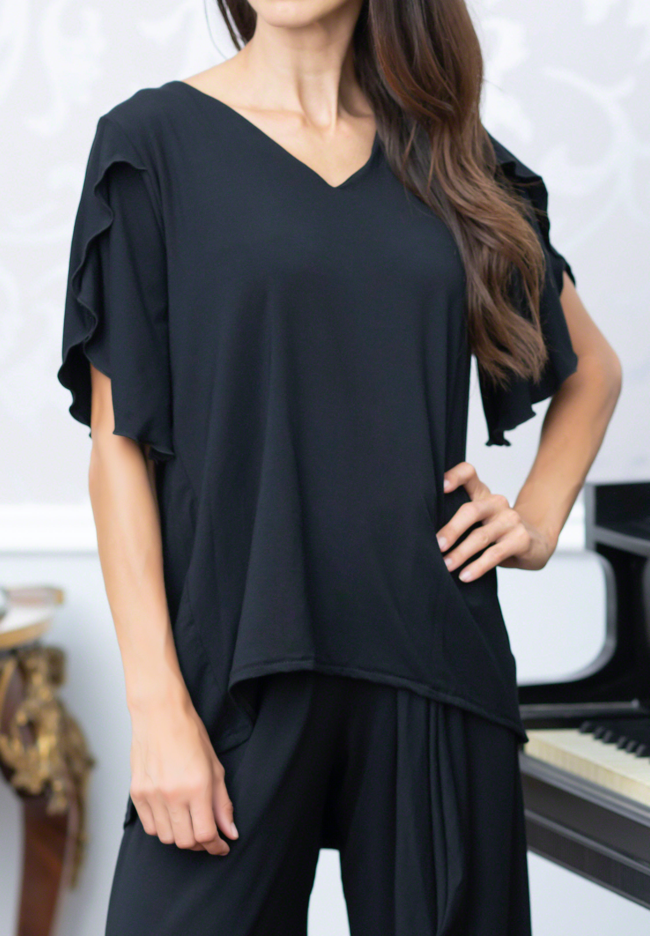 Dance America DA Natural NT6 - Petal Top with Pleat-Black