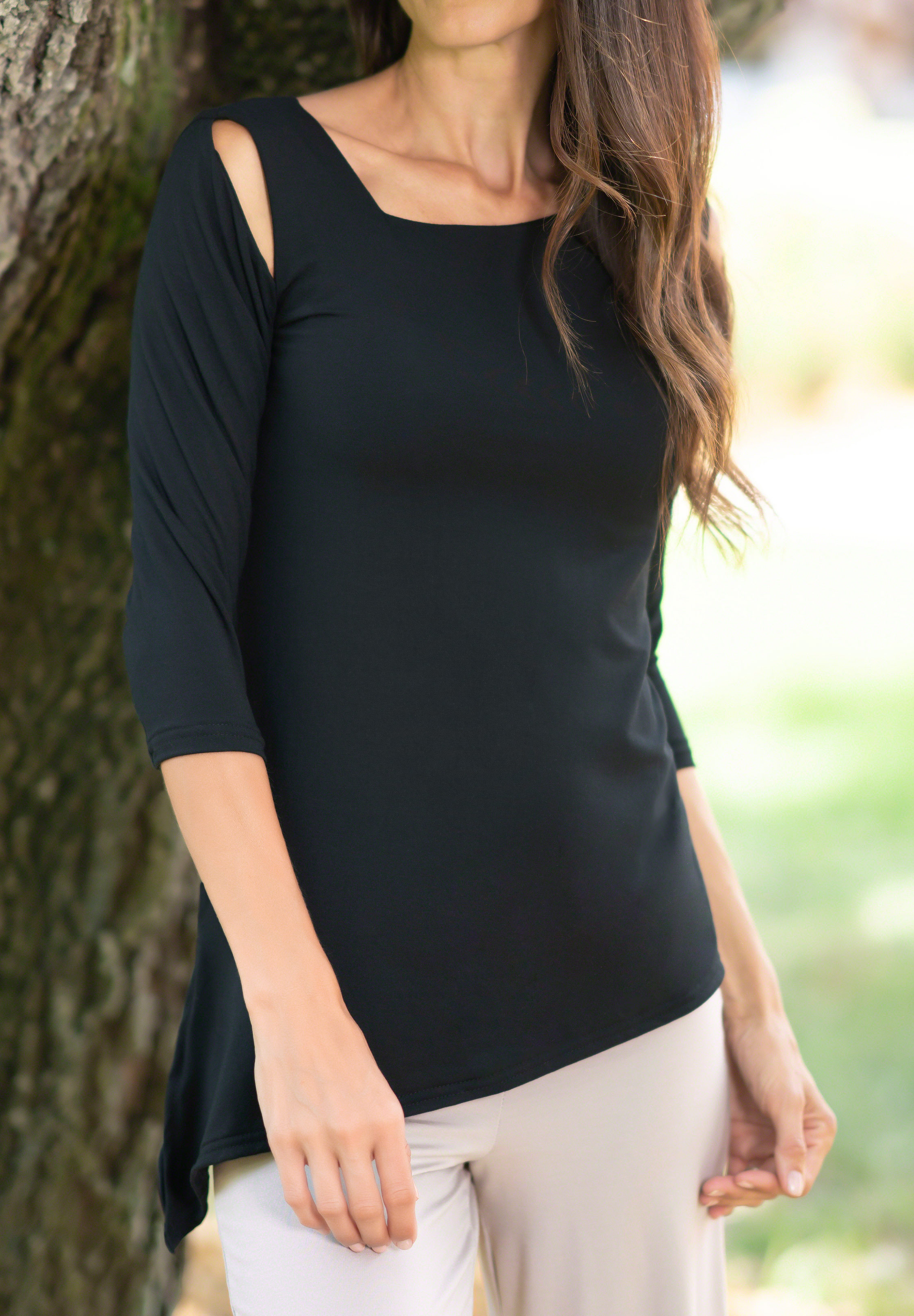 Dance America DA Natural NT4 - Peekaboo Dance Top-Black