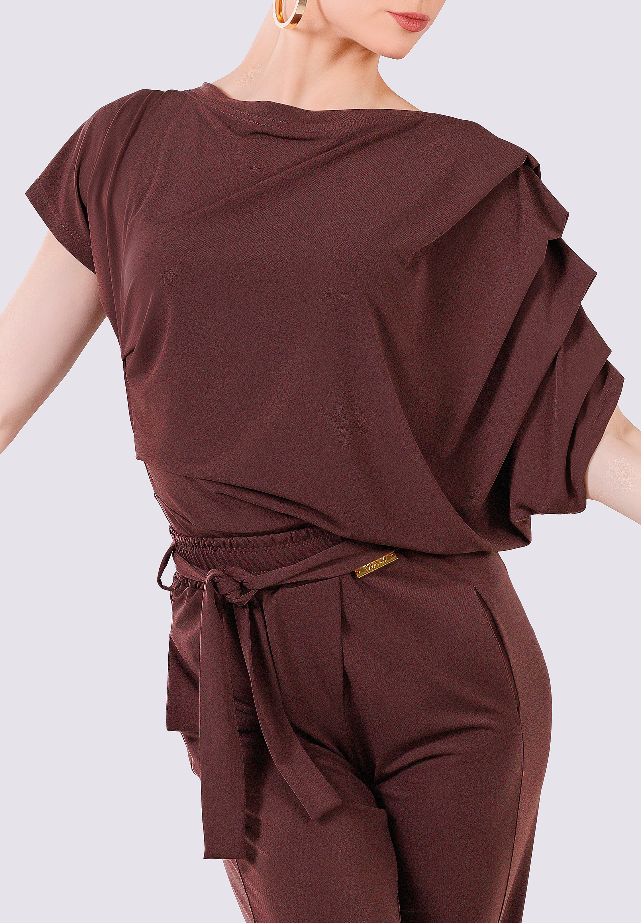 Maly Women’s Draped Sara Dance Top MF231103-Tobacco