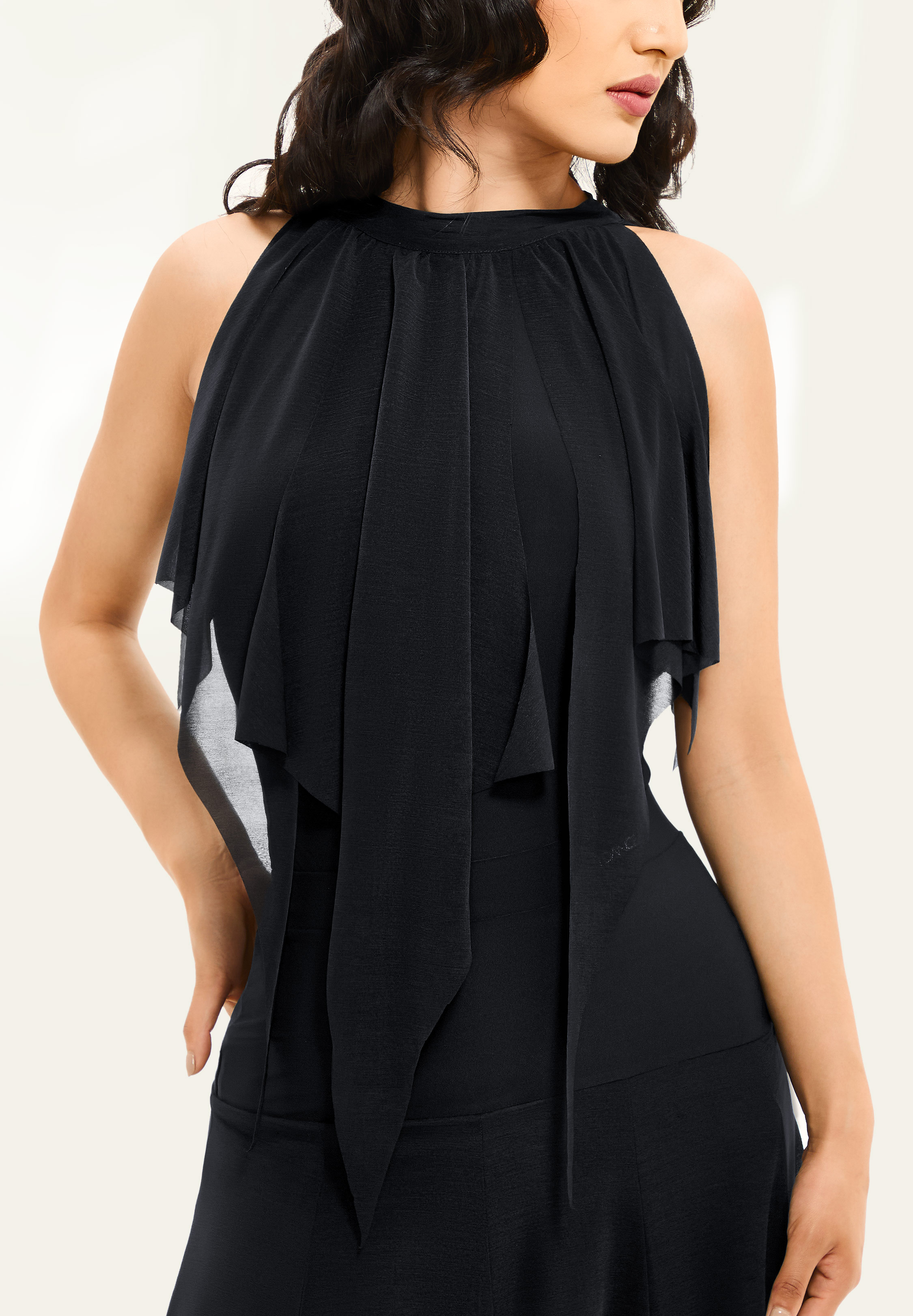 TDANCE Jagged Mesh Halter Top JM-0118-Black