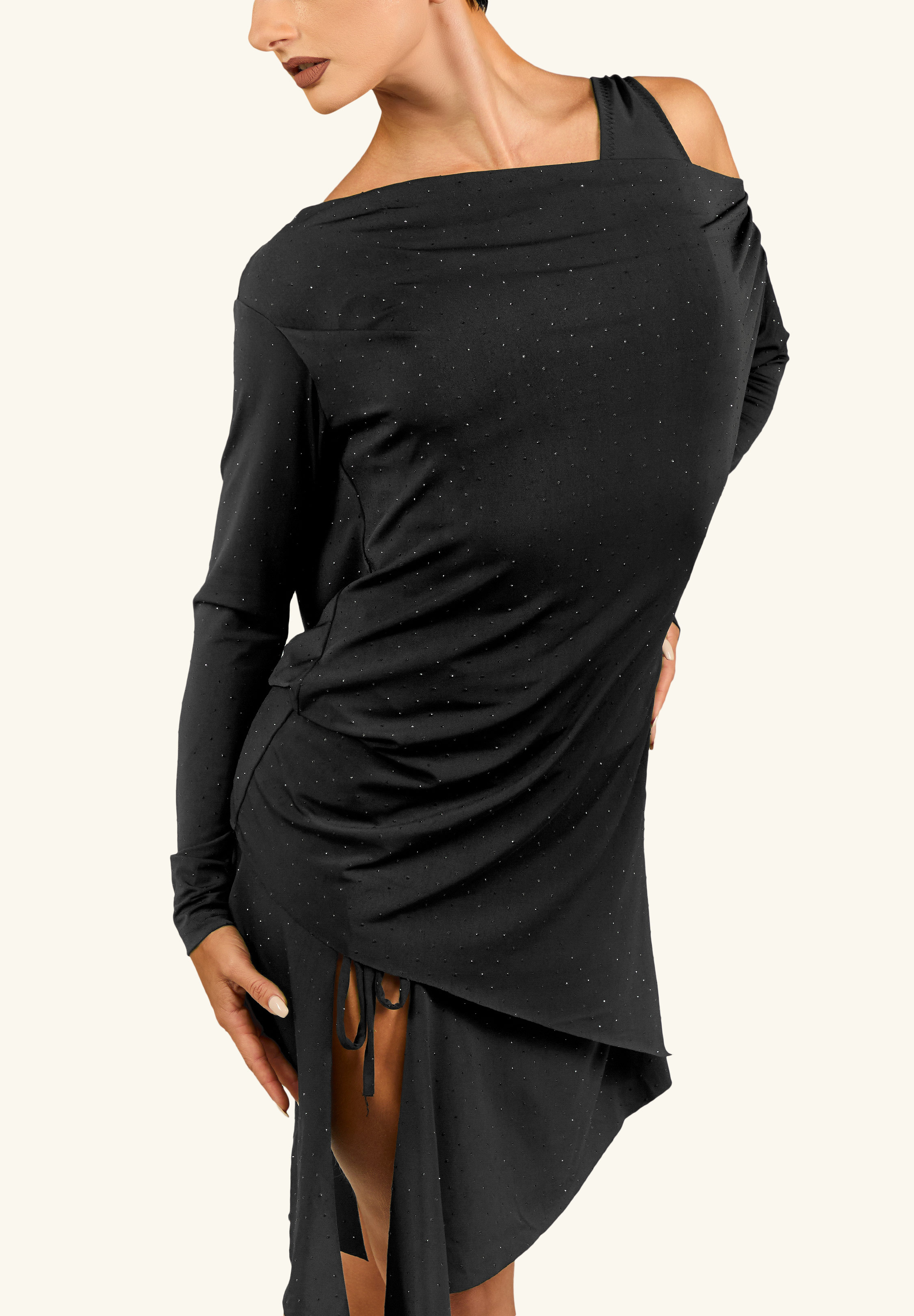 TDANCE Shadow Draped Back Top GL-0202-Black