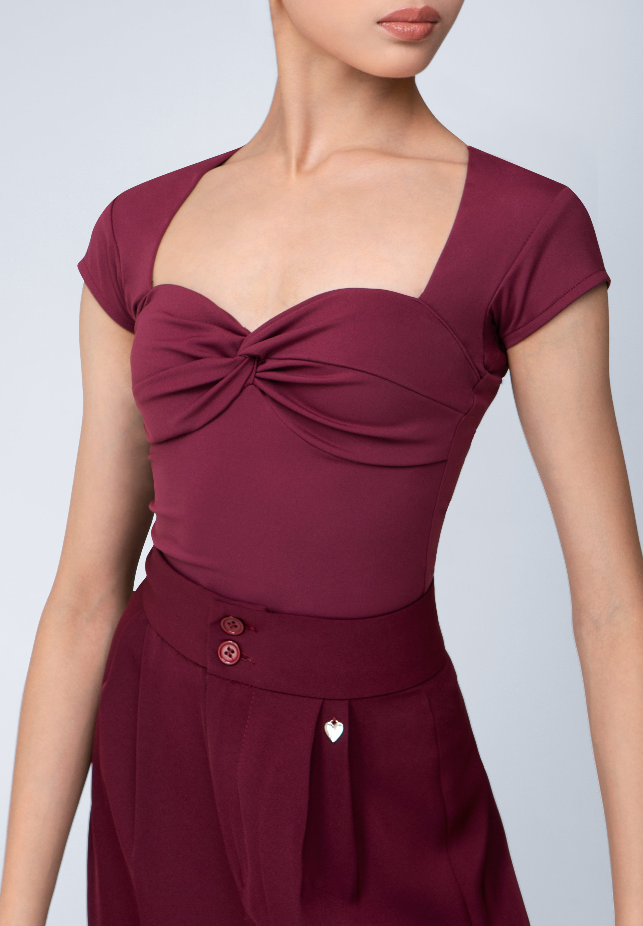 TID Ruched Grace Practice Top B035-Burgundy