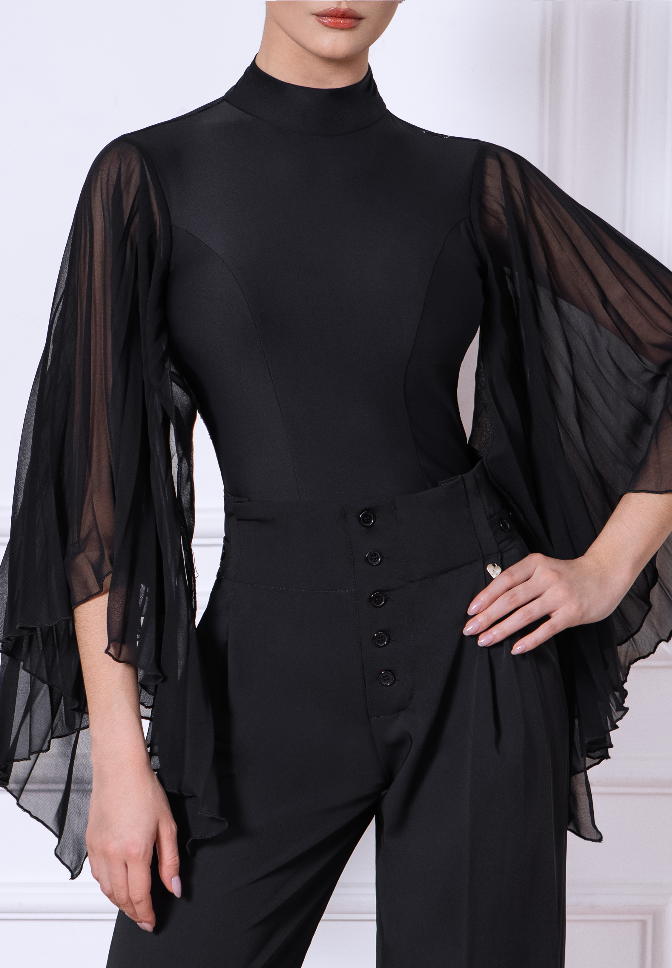 TID Cape Sleeve Practice Top B046-Black