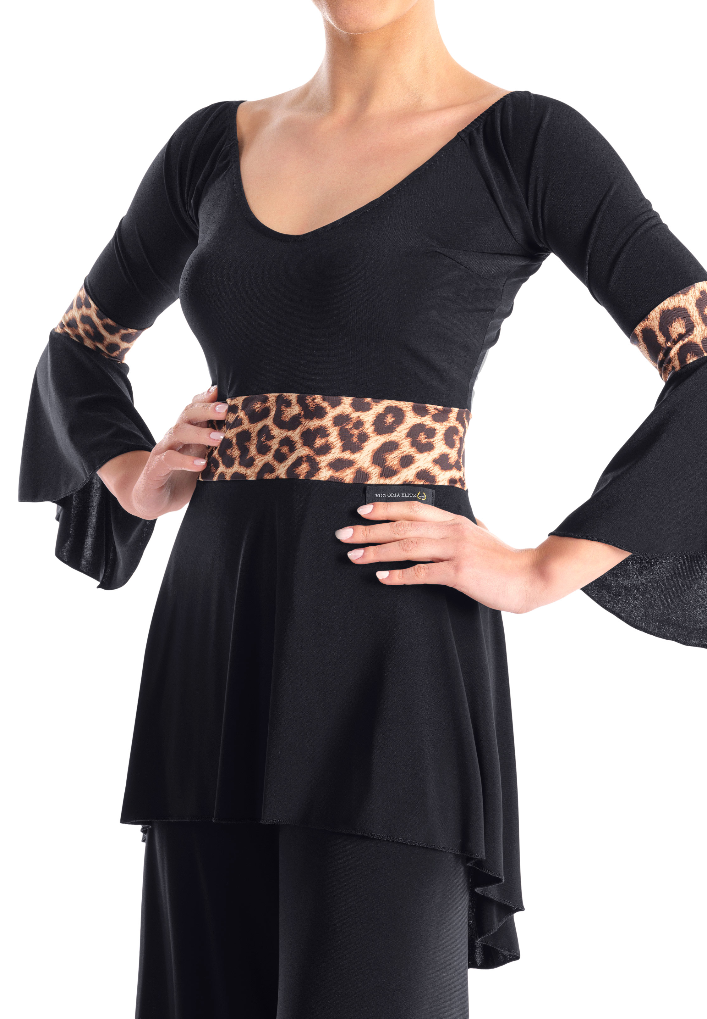 Victoria Blitz Reggio Ladies Dance Top-Black/Leopard