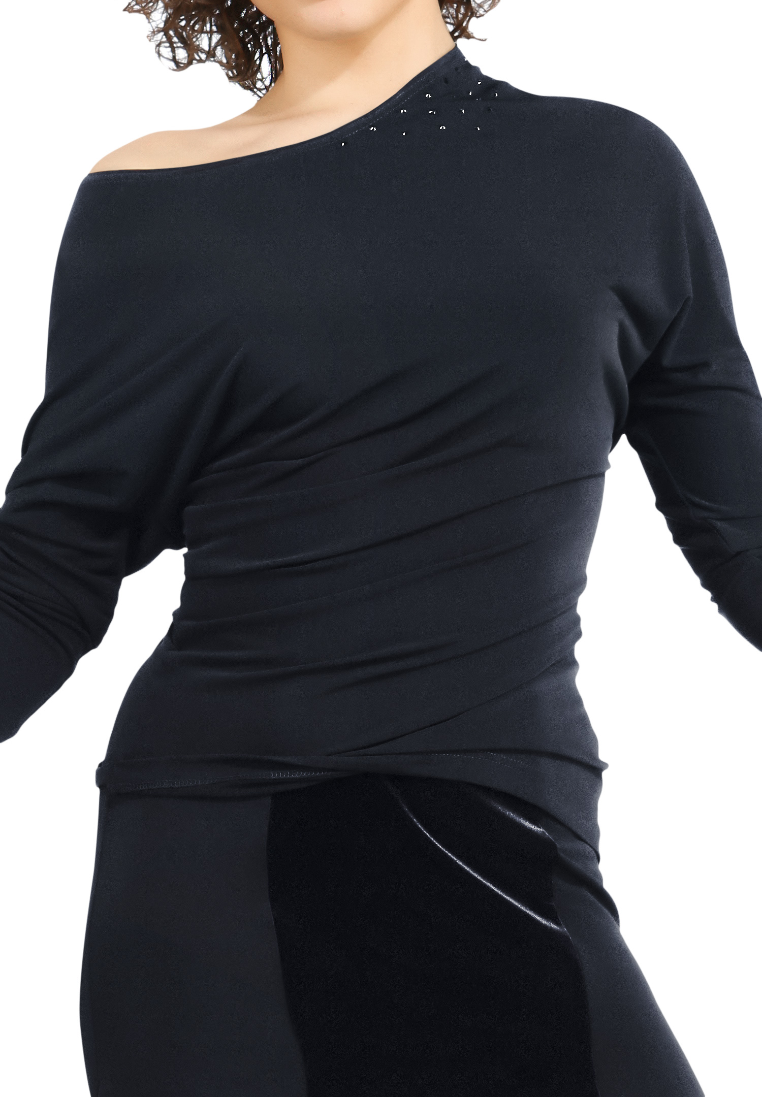 Zdenka Arko Slope Shoulder Dance Top T1501-Black