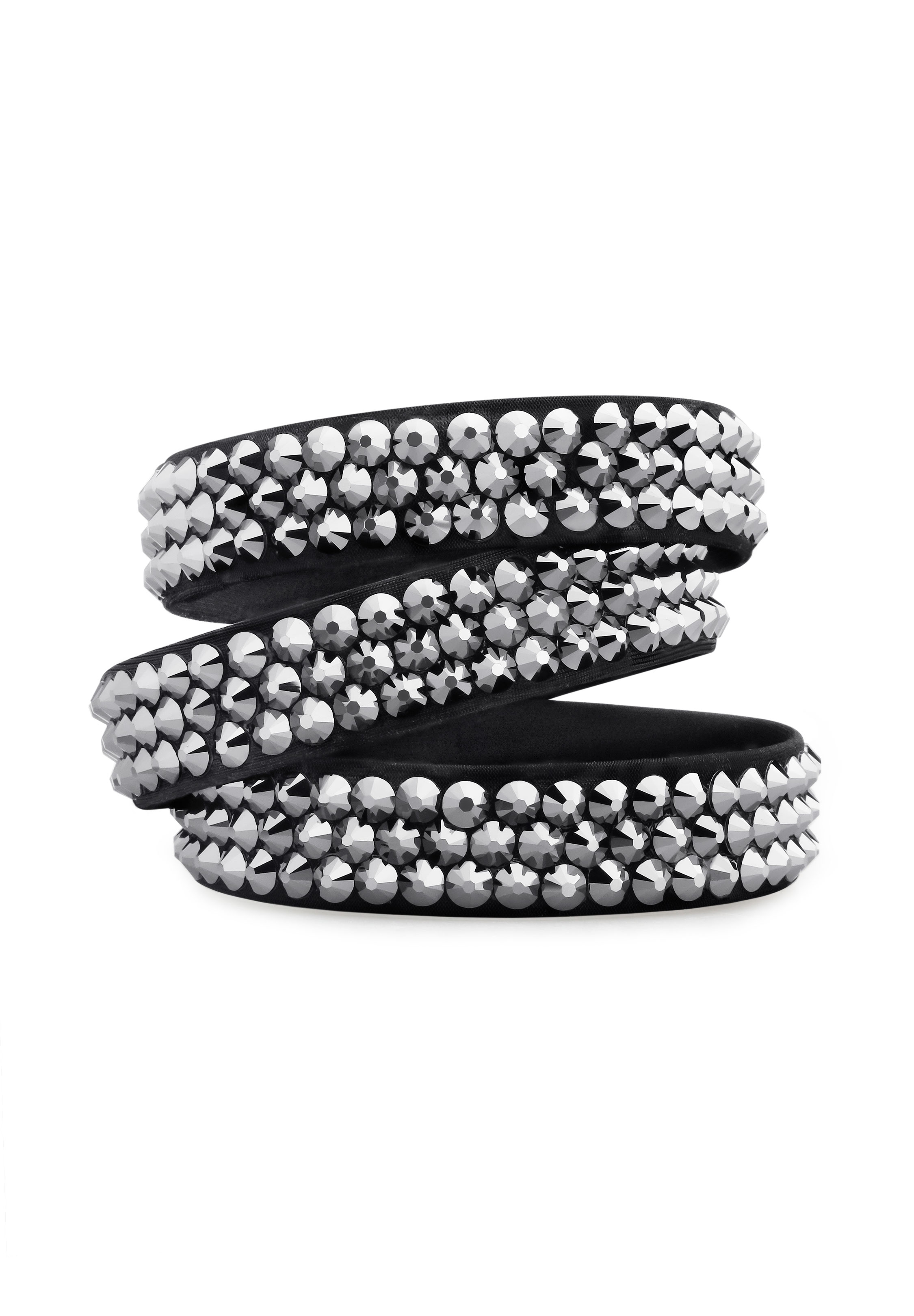 BeSparkled Jet Hematite 3 Row Rhinestone Bracelet (Single)-Jet Hematite