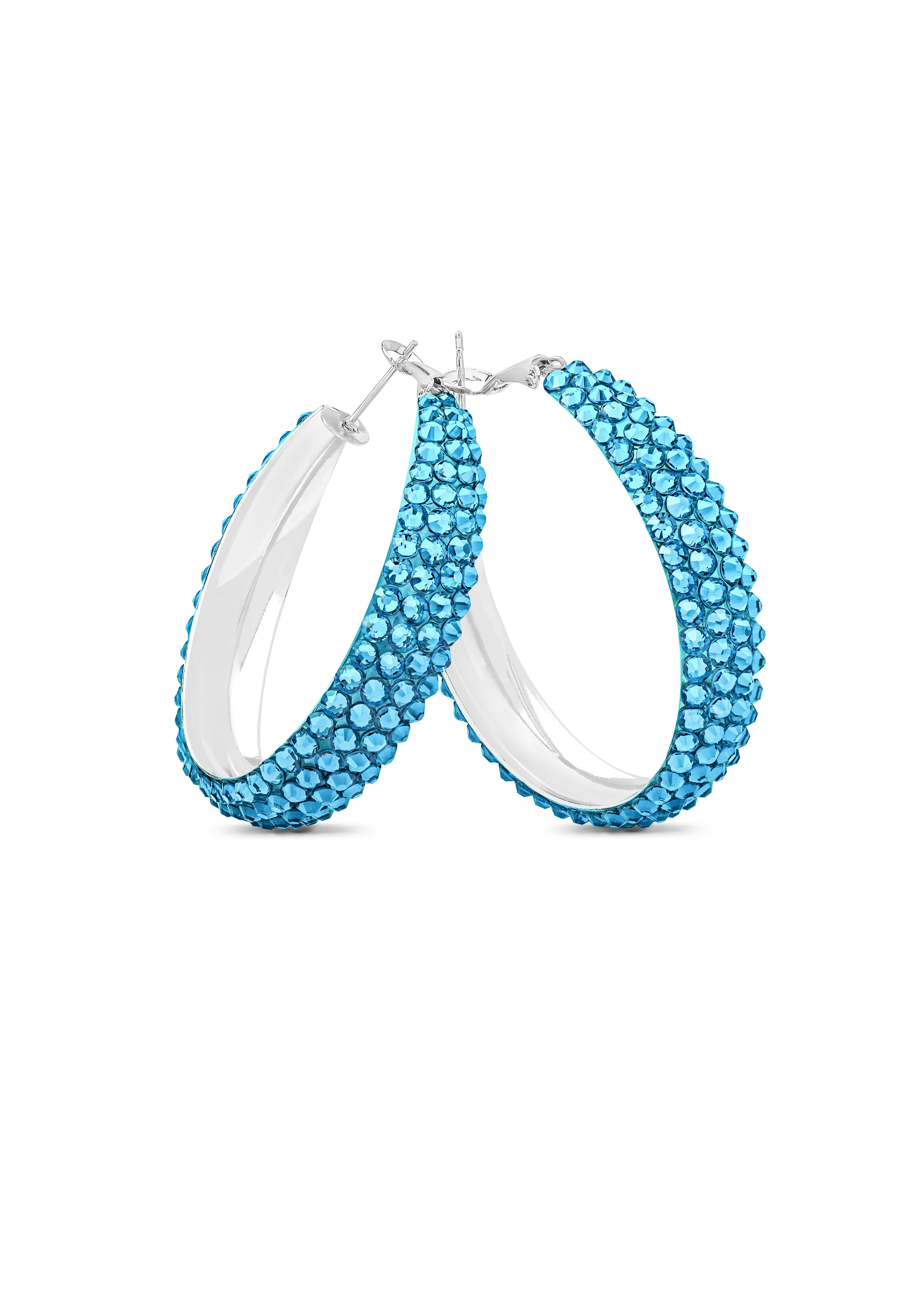 Classic Shine Hoop Earrings-S (1.75 X 1.75 inch)-Aquamarine