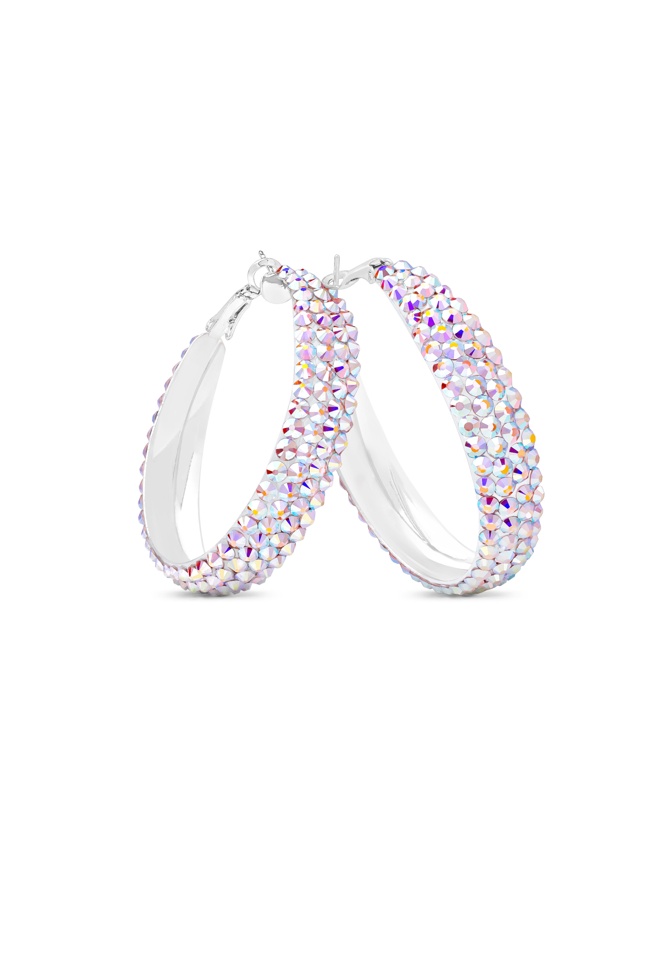 Classic Shine Hoop Earrings-S (1.75 X 1.75 inch)-Crystal AB