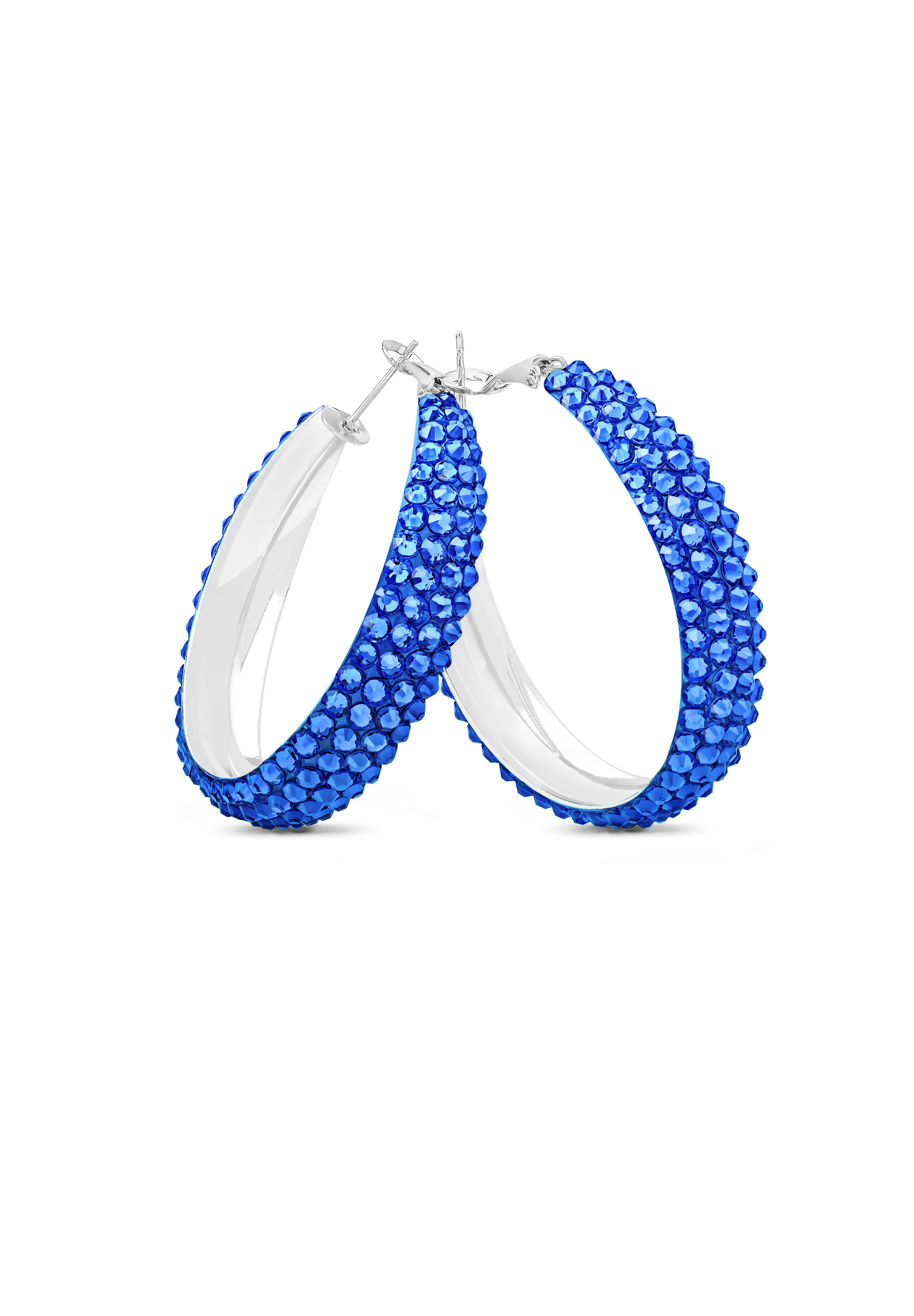 Classic Shine Hoop Earrings-S (1.75 X 1.75 inch)-Sapphire