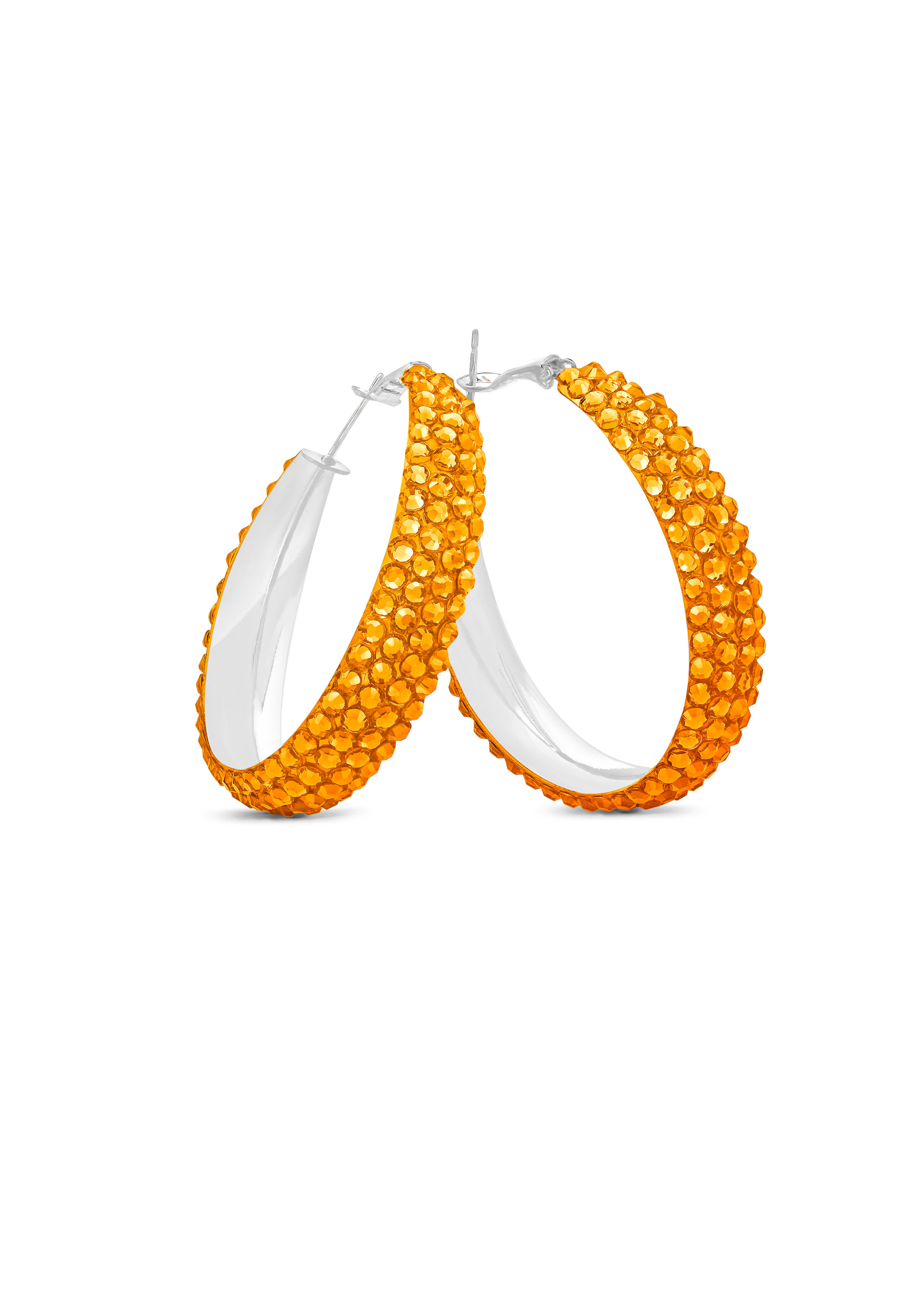 Classic Shine Hoop Earrings-S (1.75 X 1.75 inch)-Topaz