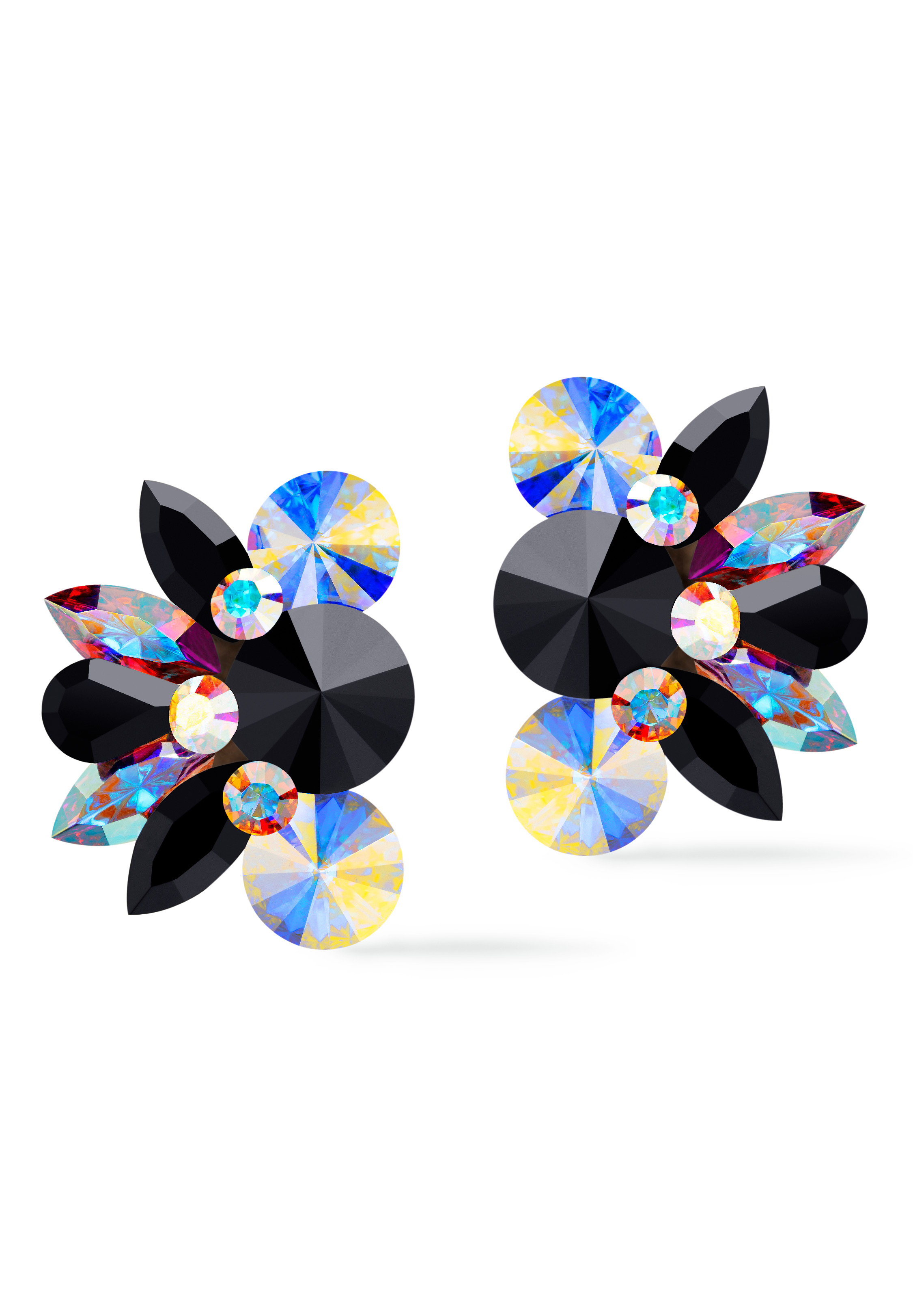 Rhinestone Earring 204149 CABJT-Crystal AB / Jet