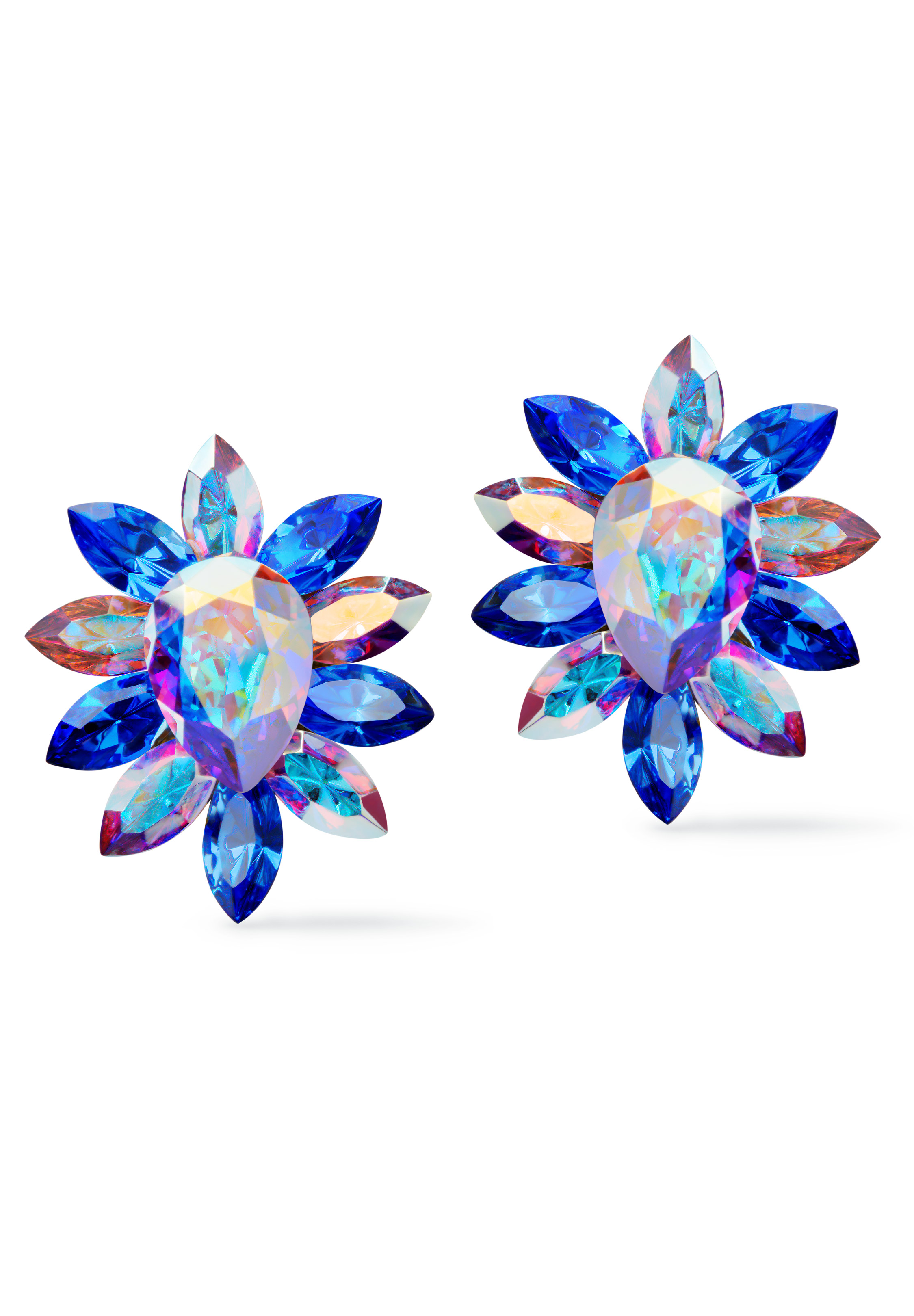 Rhinestone Earring 204158 CABSP-Crystal AB / Sapphire
