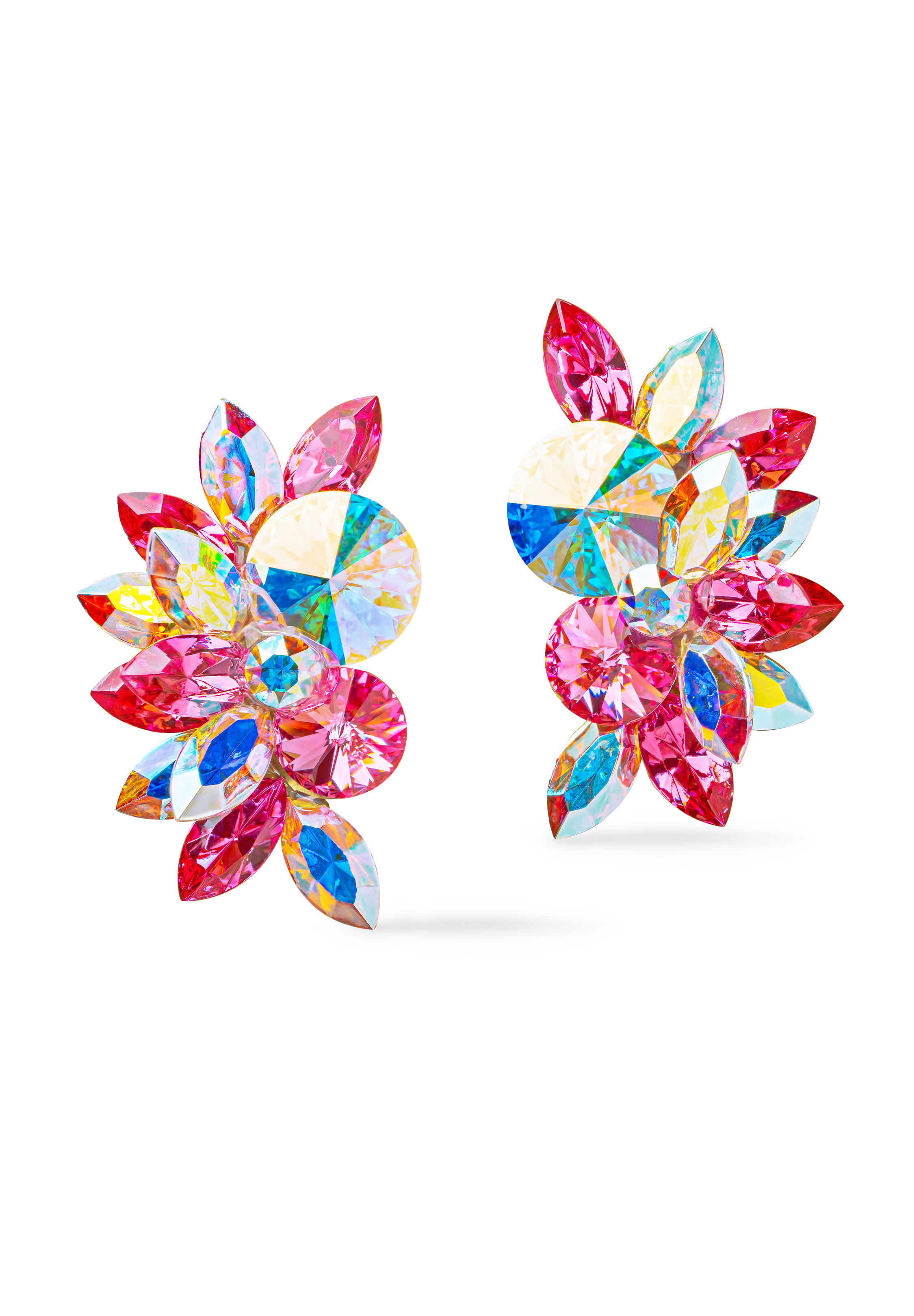 Rhinestone Earring 204187 RSABFC-Crystal AB / Fuchsia