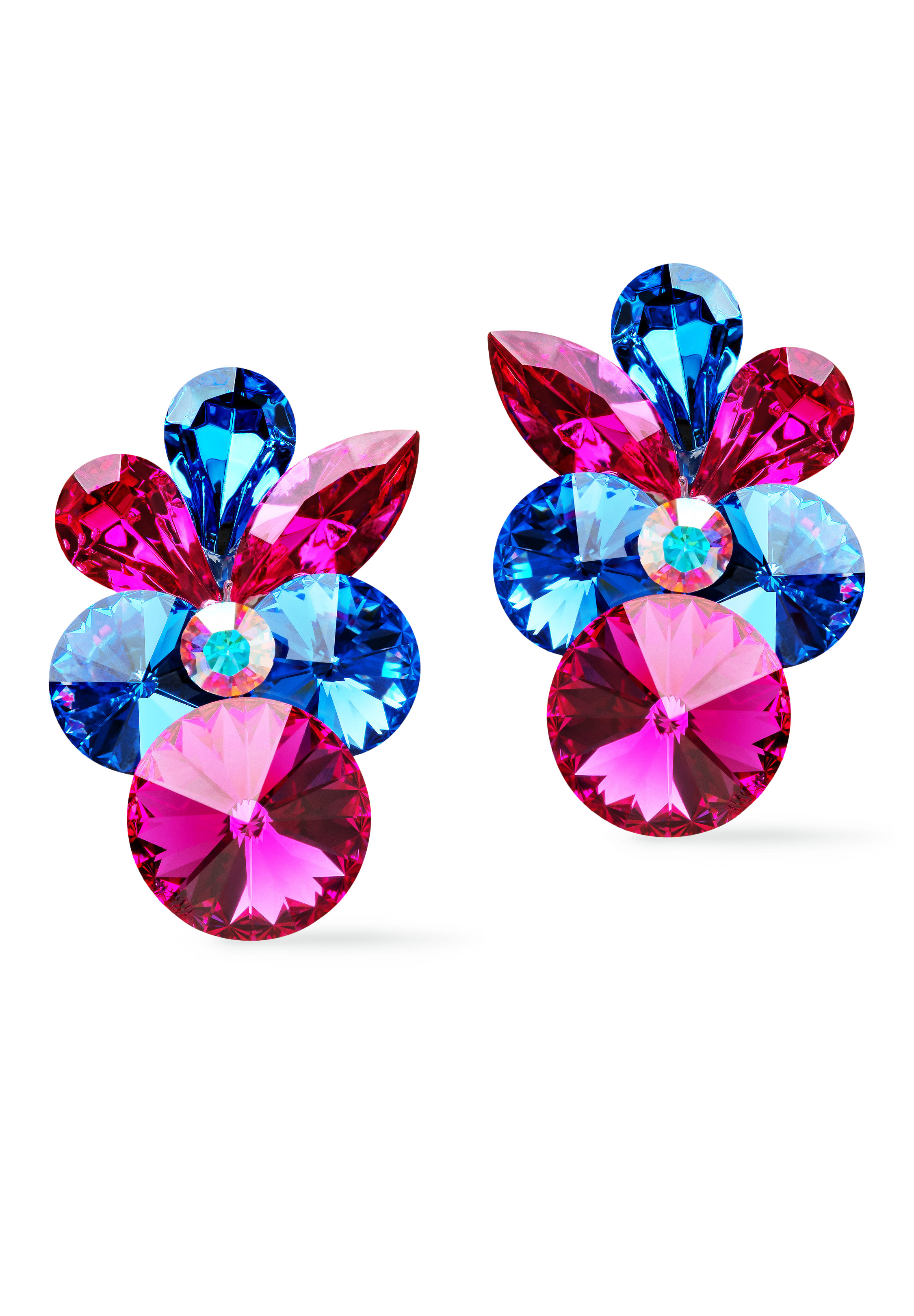 Rhinestone Earring 204261 FCSP-Fuchsia / Sapphire