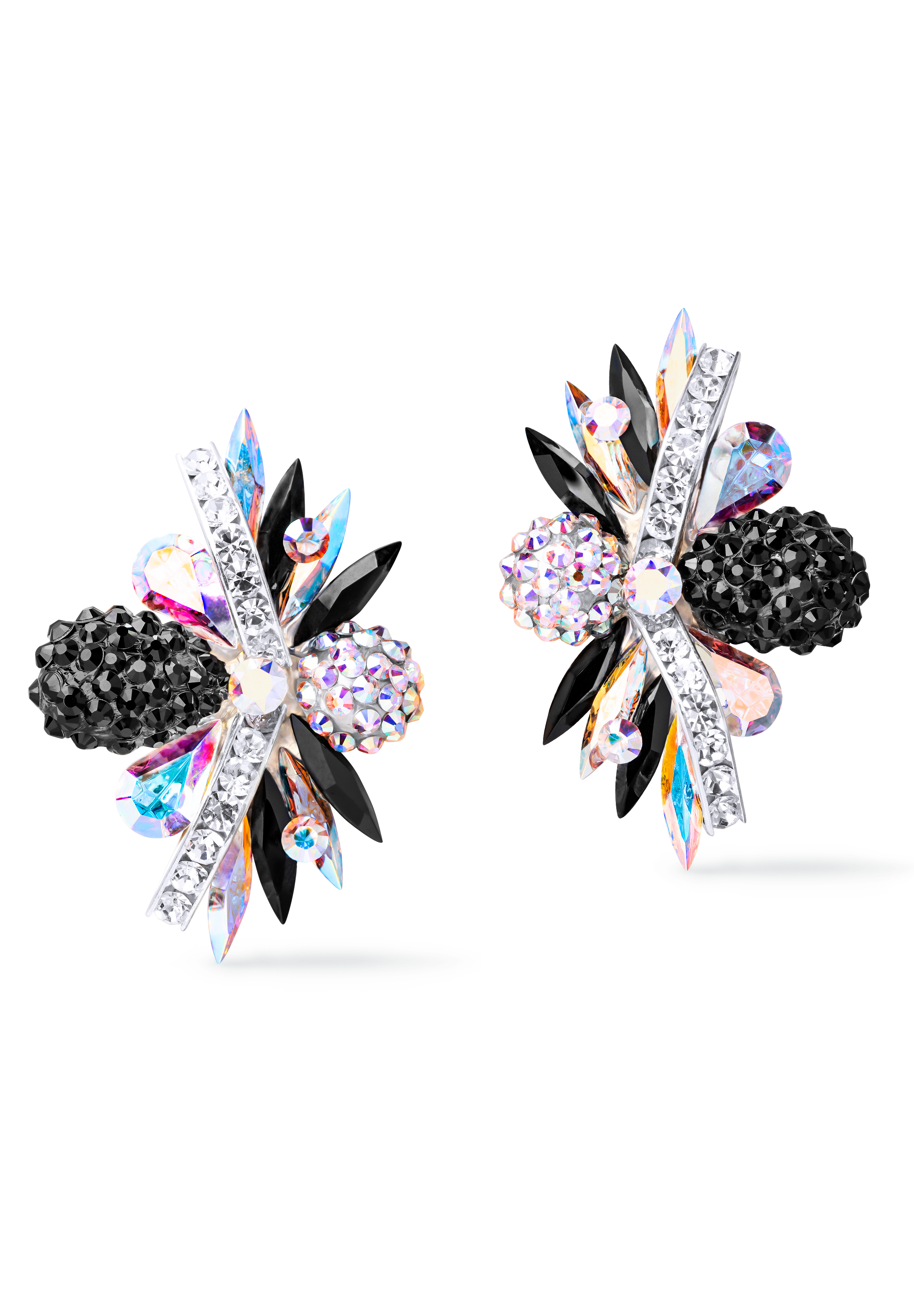 Rhinestone Earring 2067 CABJT-Crystal AB / Jet