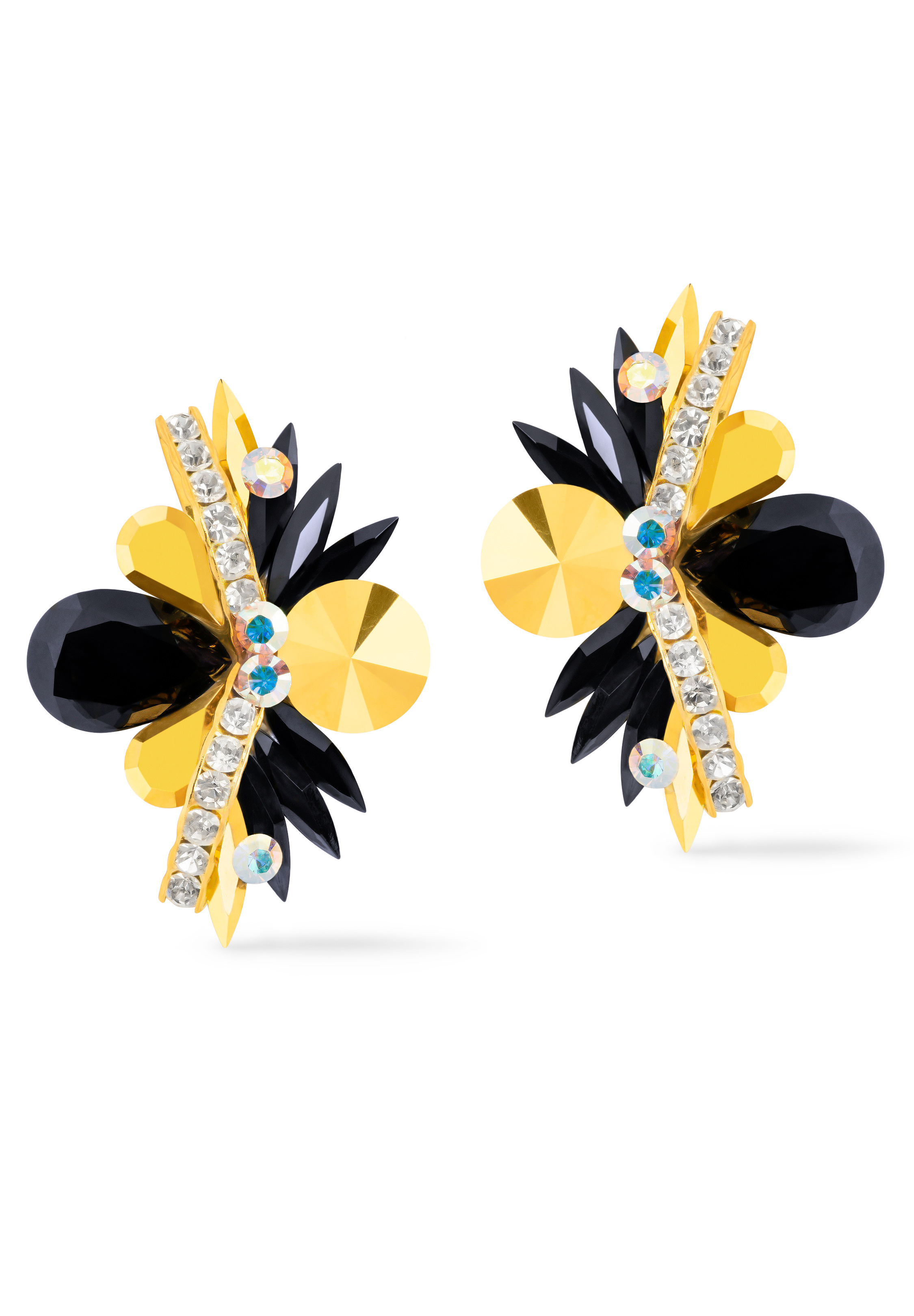 Rhinestone Earring 2067 GDJT-Gold / Jet