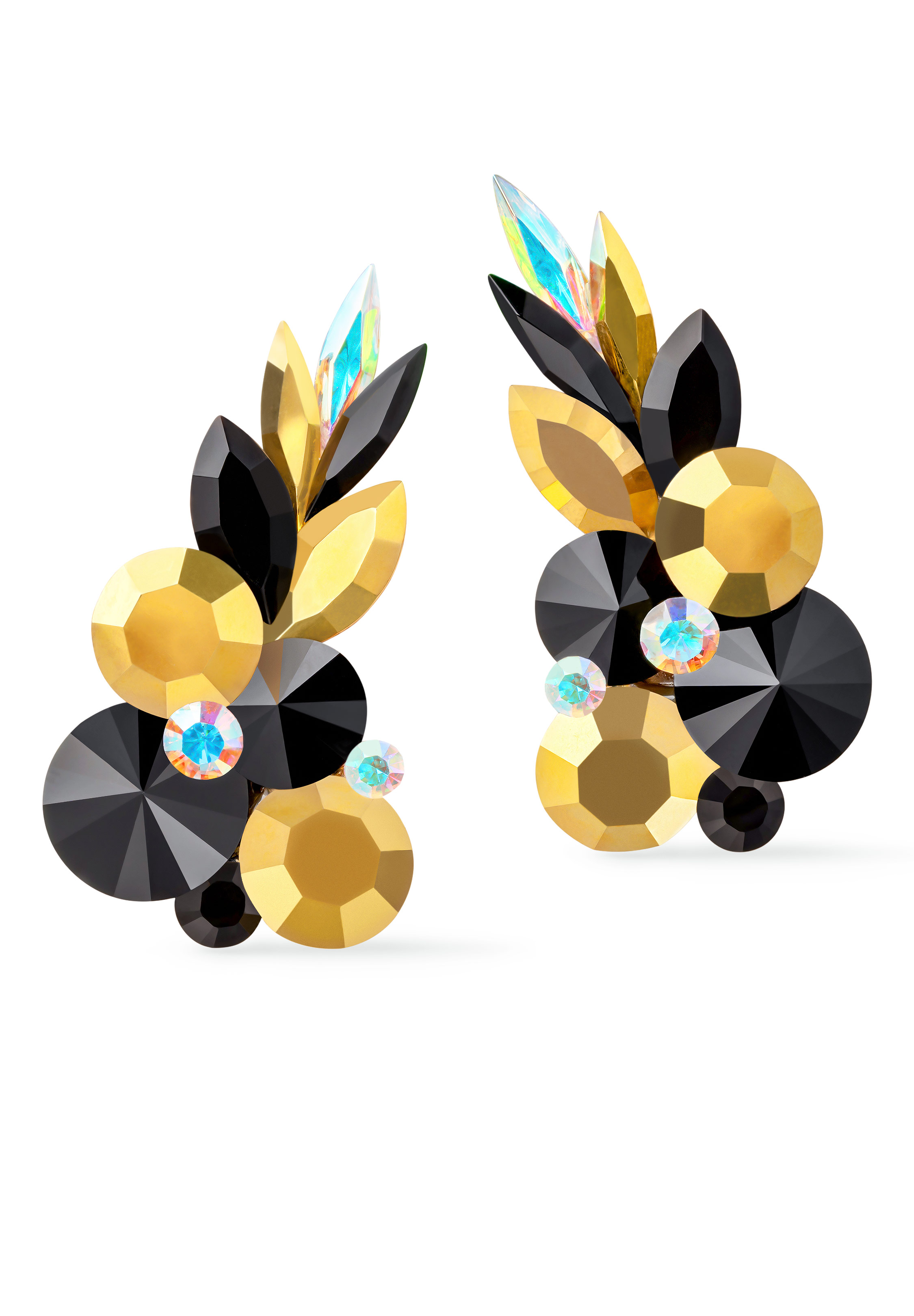 Rhinestone Earring 2078 JTGD-Gold / Jet