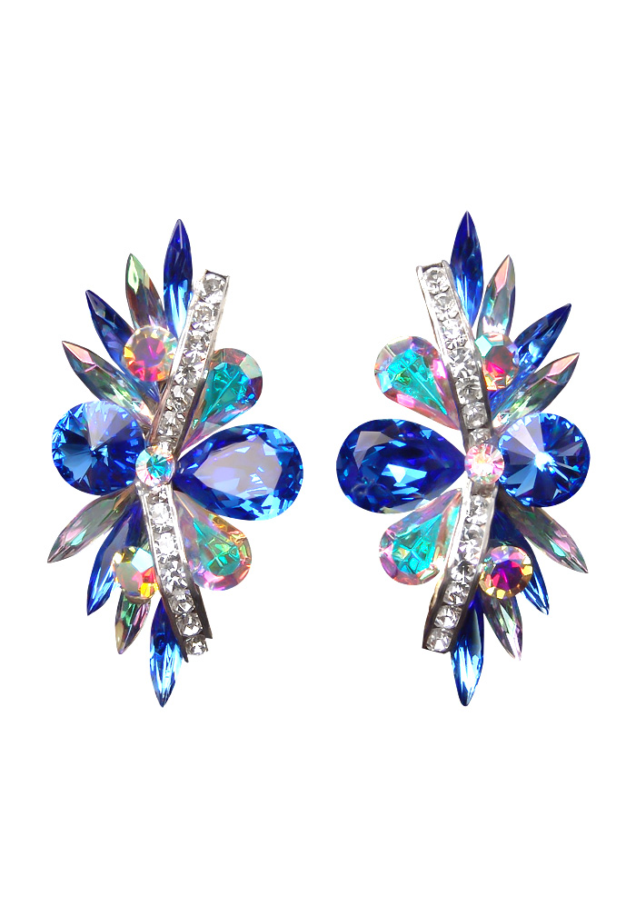 Rhinestone Earring 2067 SPCAB-Sapphire / Crystal AB