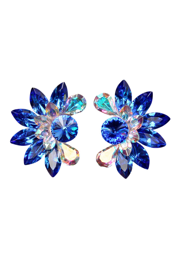 Rhinestone Earring 810392 SPCAB-Sapphire / Crystal AB
