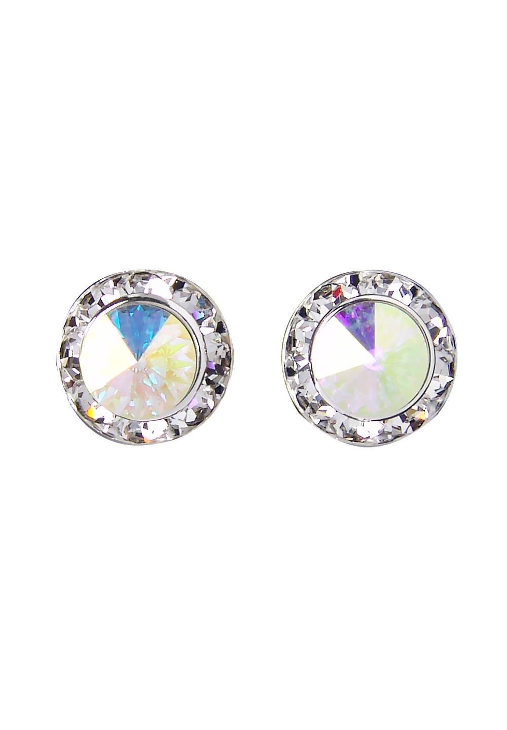 Rhinestone Earring Button BE CAB-Crystal AB