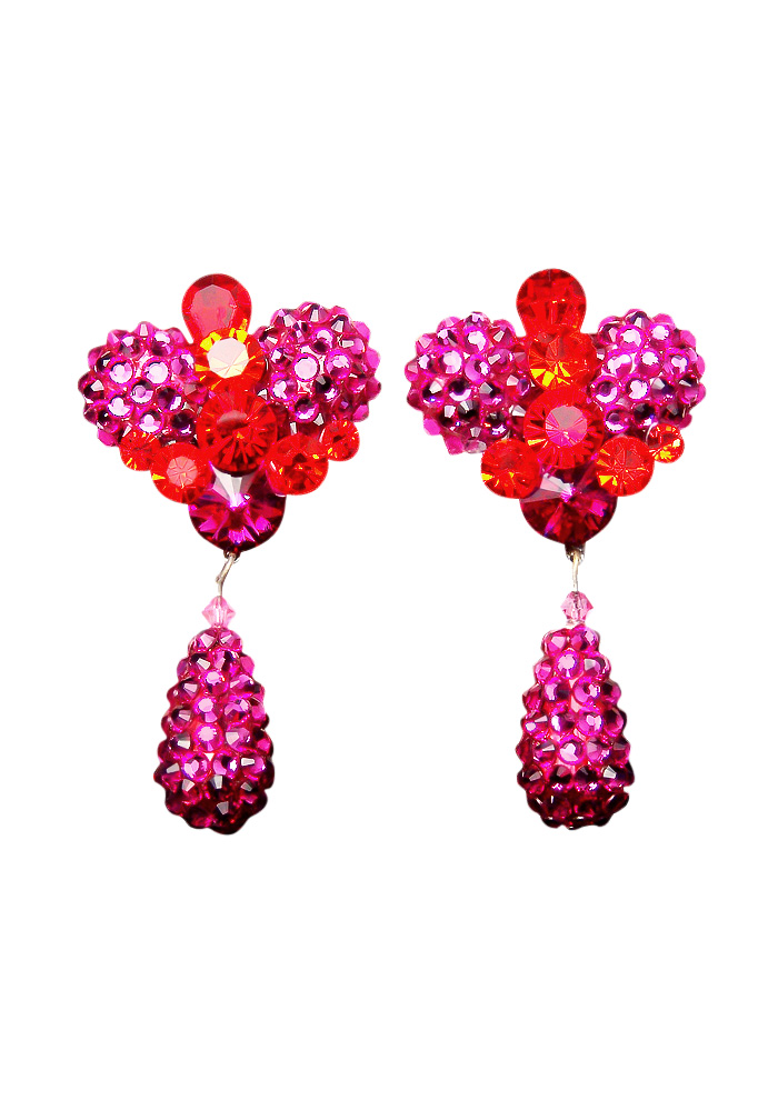 Rhinestone Earring 2093 FH-Fuchsia / Hyacinth